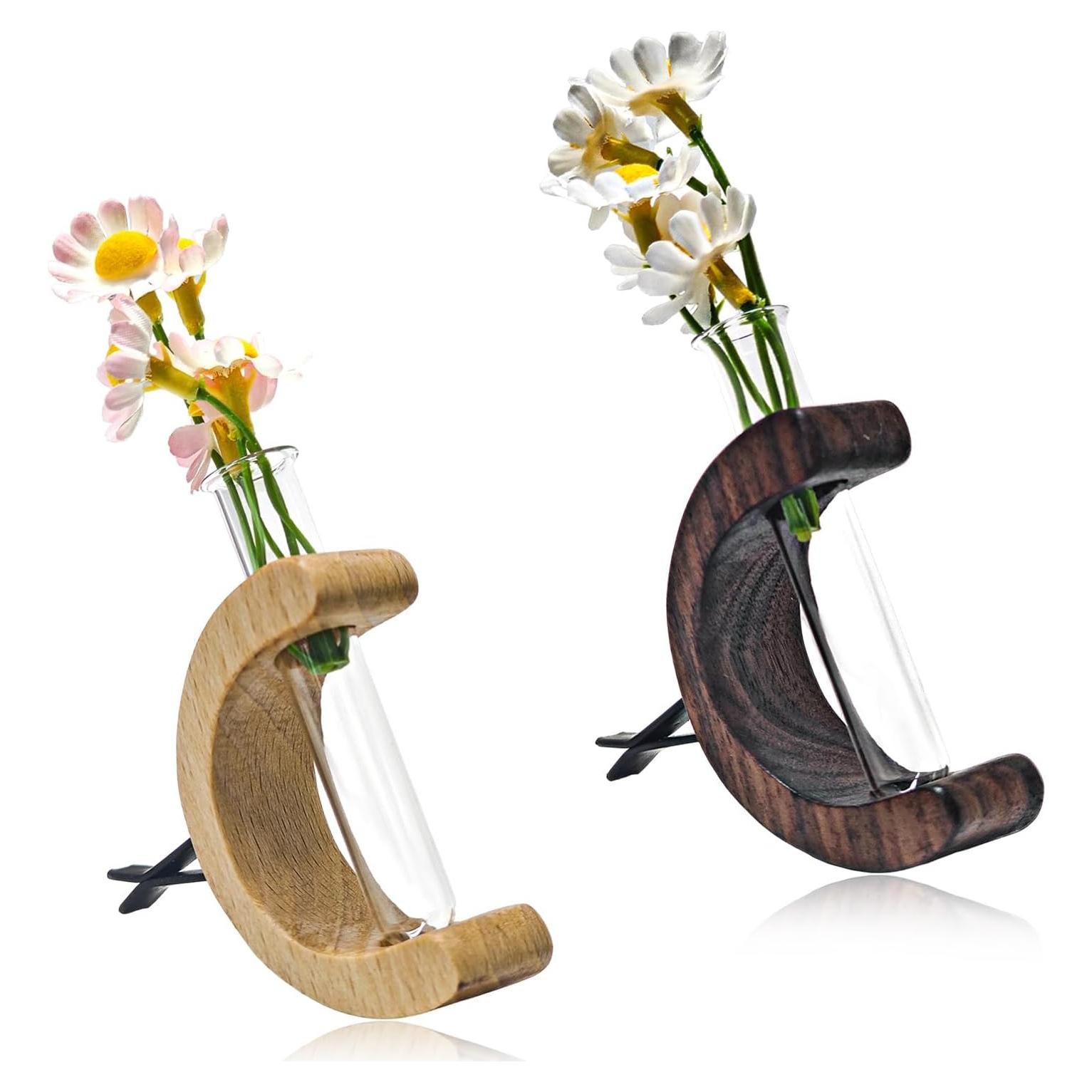 Clips de Jarrón para Auto KVAEY - 2 Piezas Madera y Vidrio