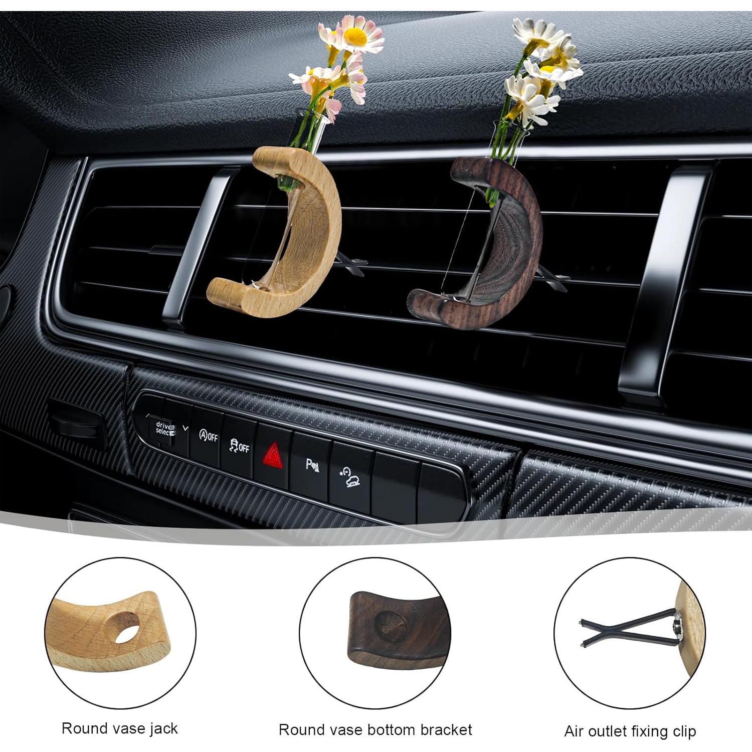 Clips de Jarrón para Auto KVAEY - 2 Piezas Madera y Vidrio