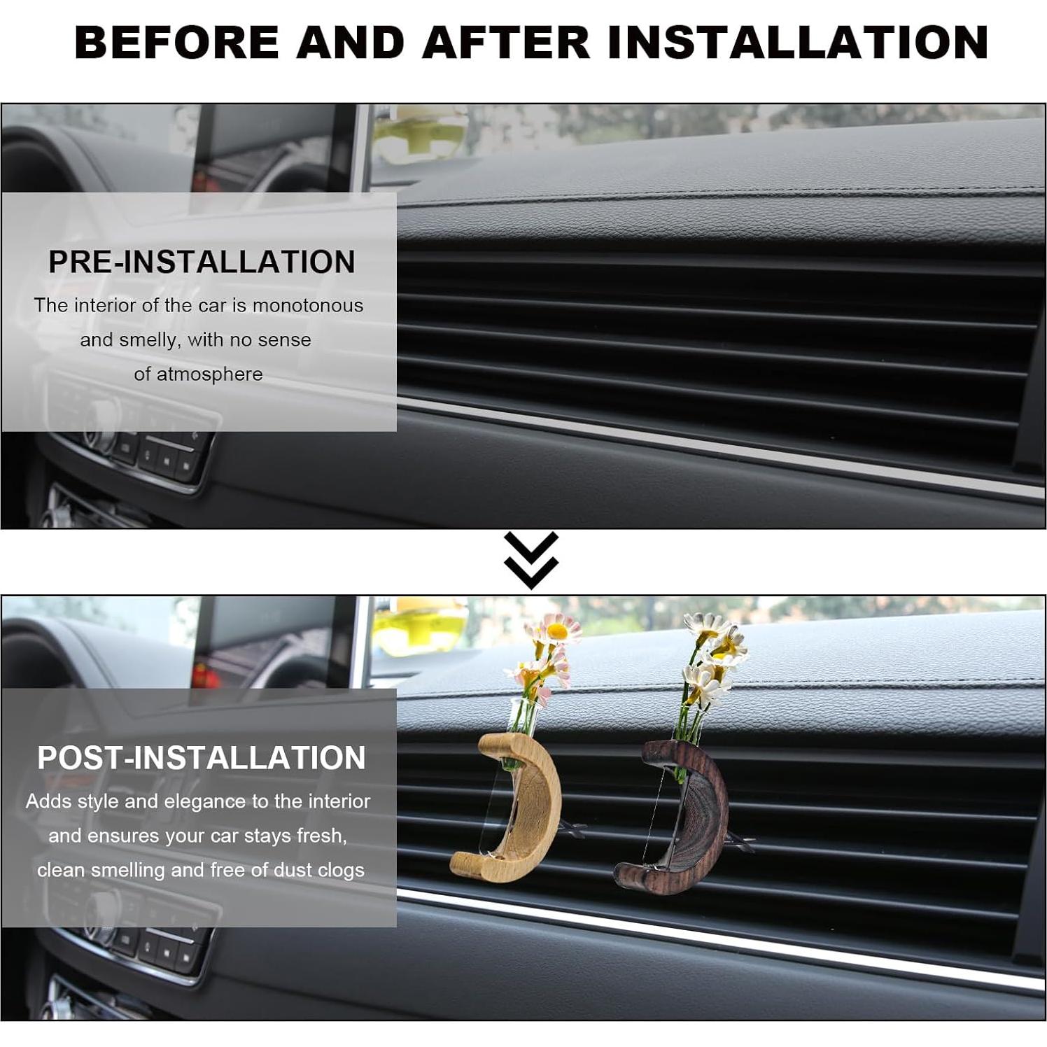 Clips de Jarrón para Auto KVAEY - 2 Piezas Madera y Vidrio