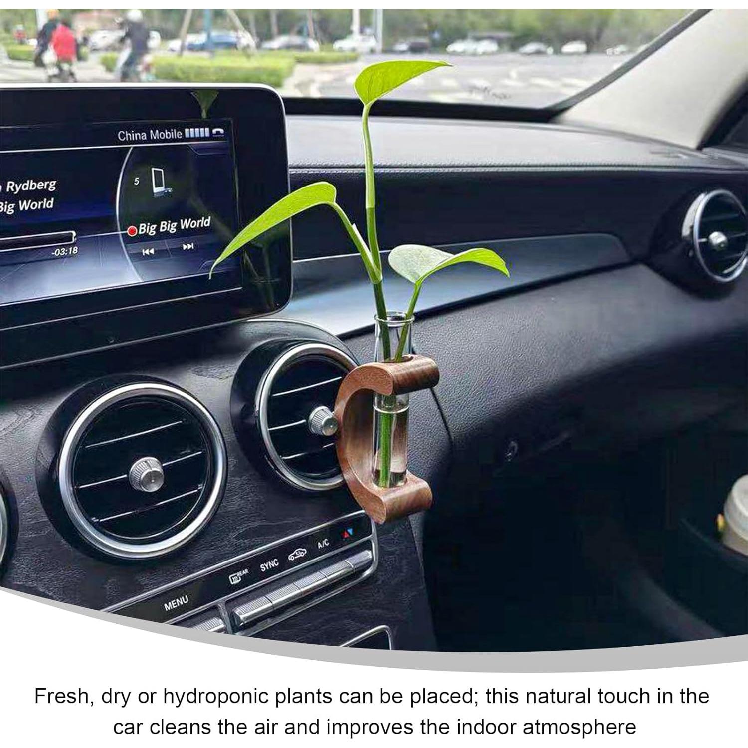 Clips de Jarrón para Auto KVAEY - 2 Piezas Madera y Vidrio