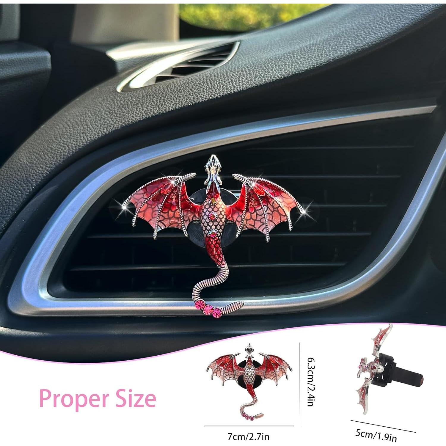 Clip de Ventilación de Coche Dragón Wyvern Rojo - Ambientador Recargable