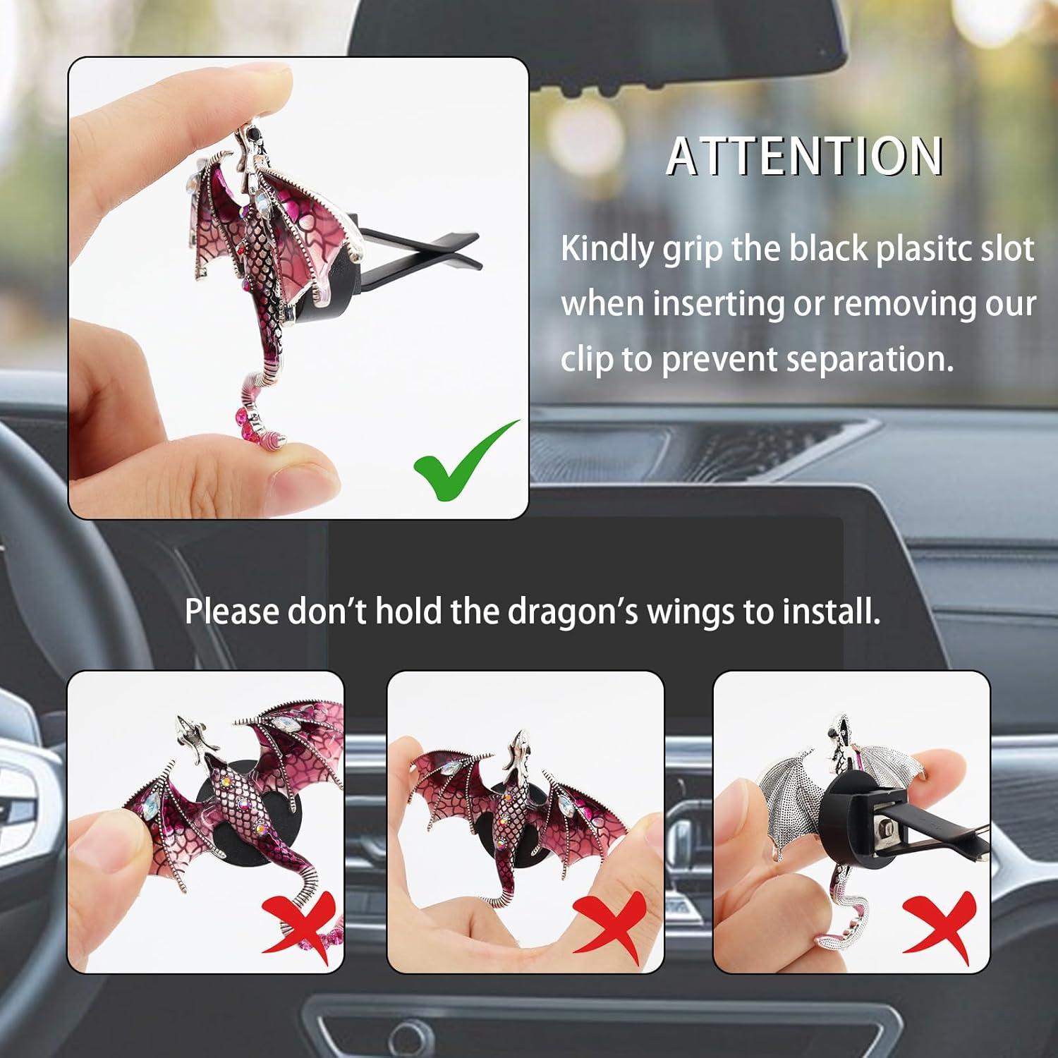 Clip de Ventilación de Coche Dragón Wyvern Rojo - Ambientador Recargable