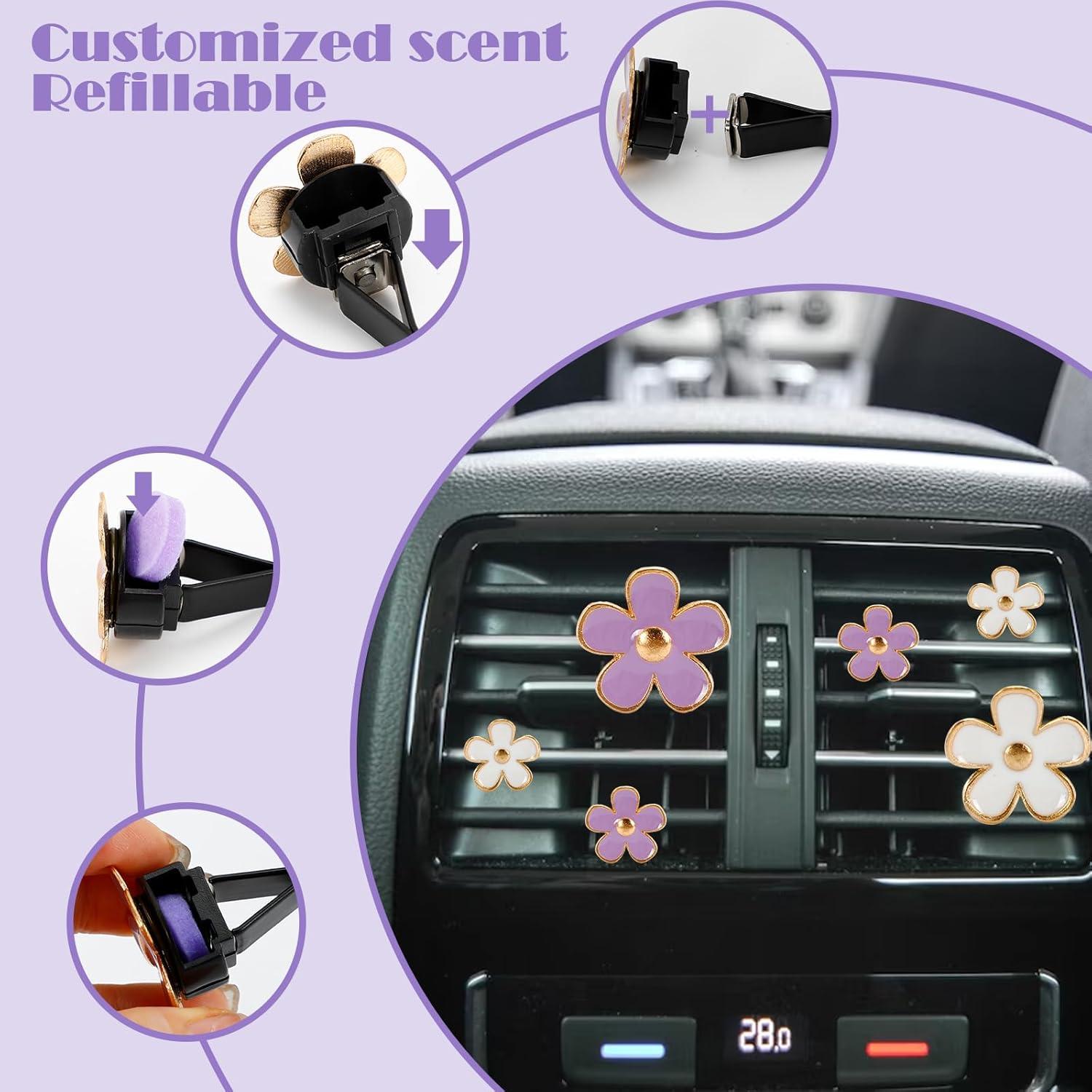 8 Clips Decorativos de Flor Margarita para Ventilación de Auto