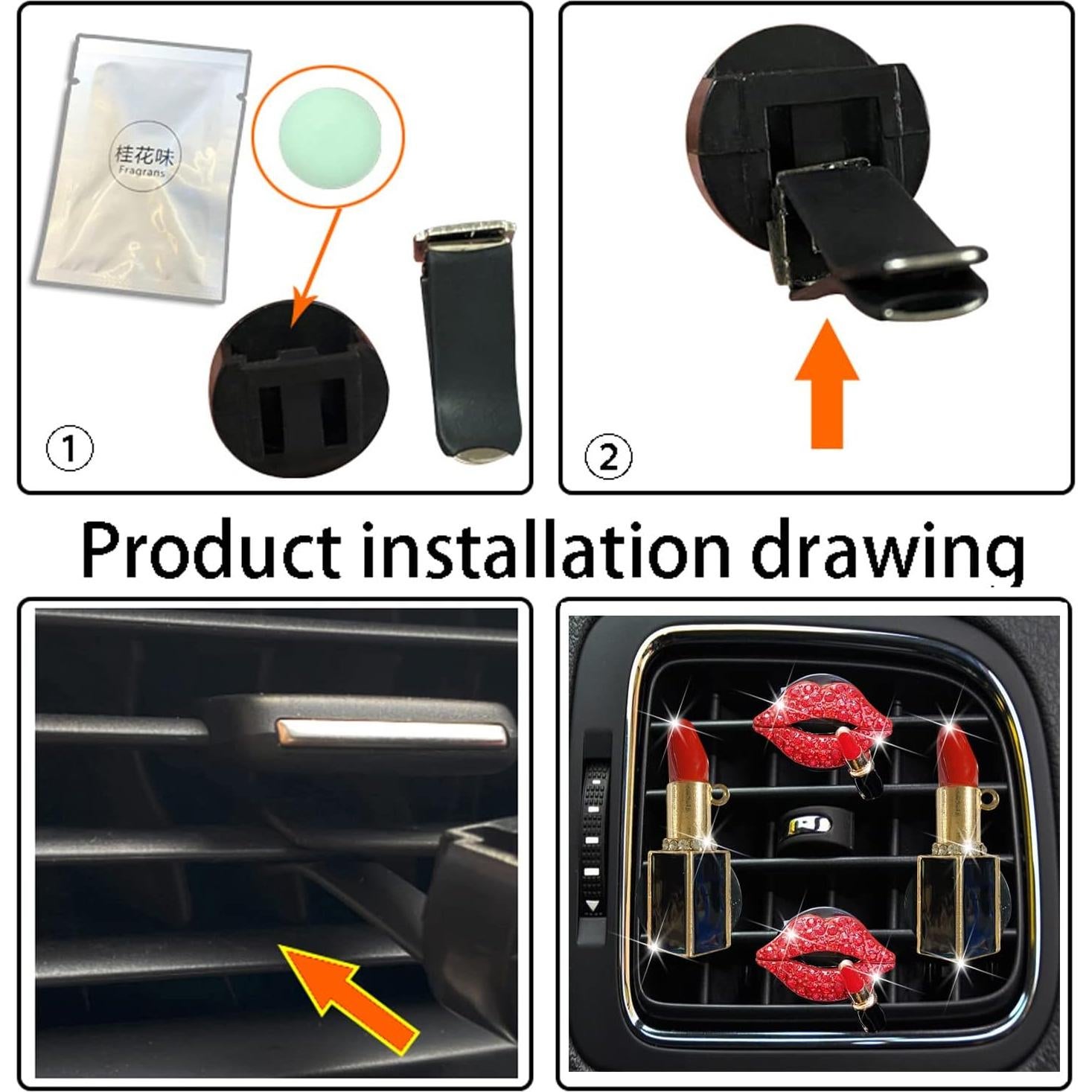 Clips de Ventilación de Aire NTRR - 2 Pcs Labios Rojo con Aromas