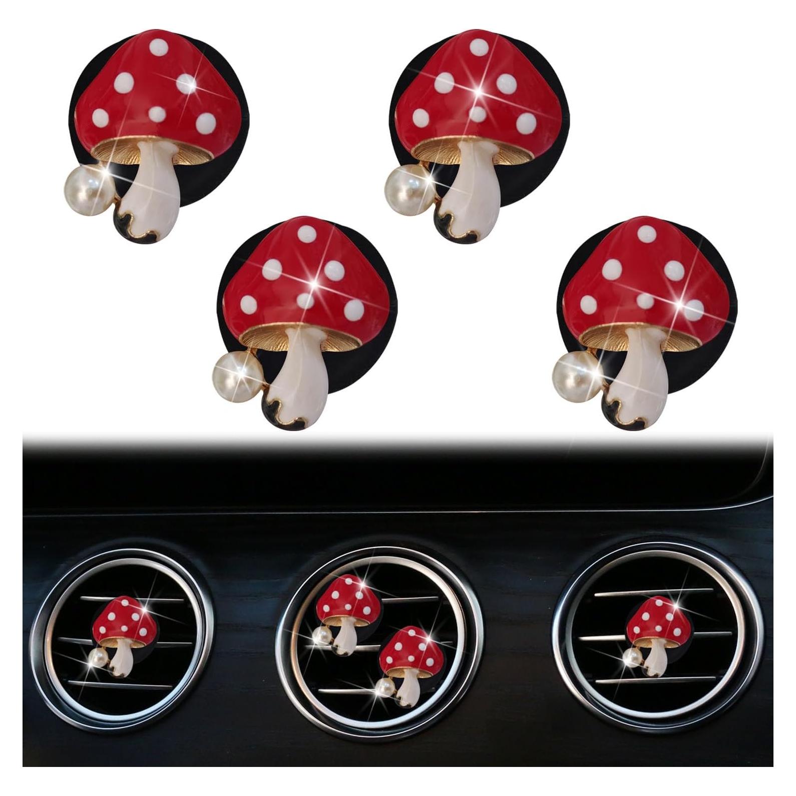 4 Piezas Difusores de Aire Hongo Rojo PurYupearl para Coche