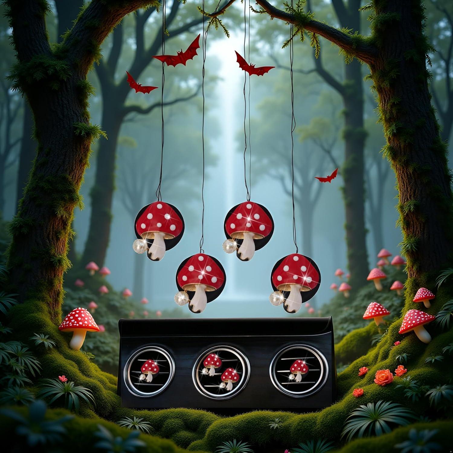 4 Piezas Difusores de Aire Hongo Rojo PurYupearl para Coche