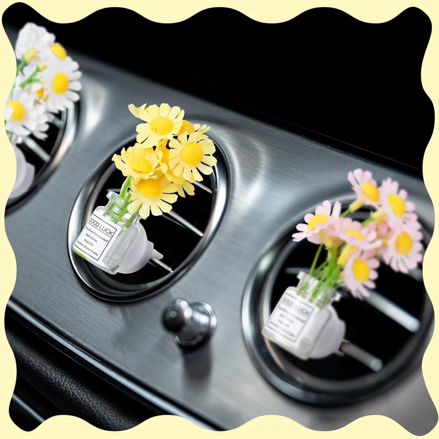 3 Clips de Ventilación de Flor Margarita Datanly - Ambientador de Coche