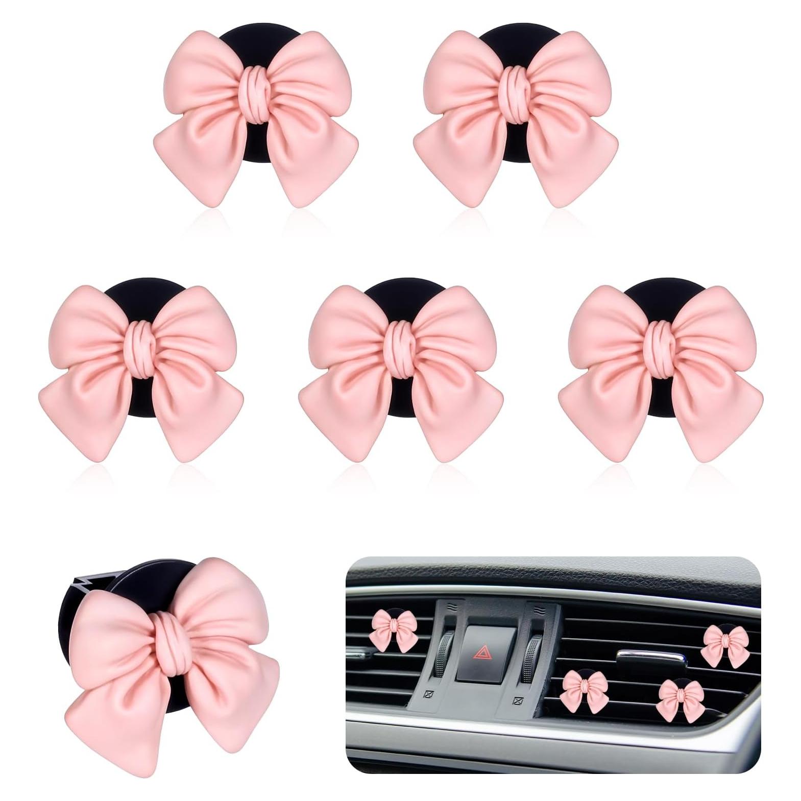 6 Clips de Ventilación para Autos BOHUIZ con Lazo Rosa