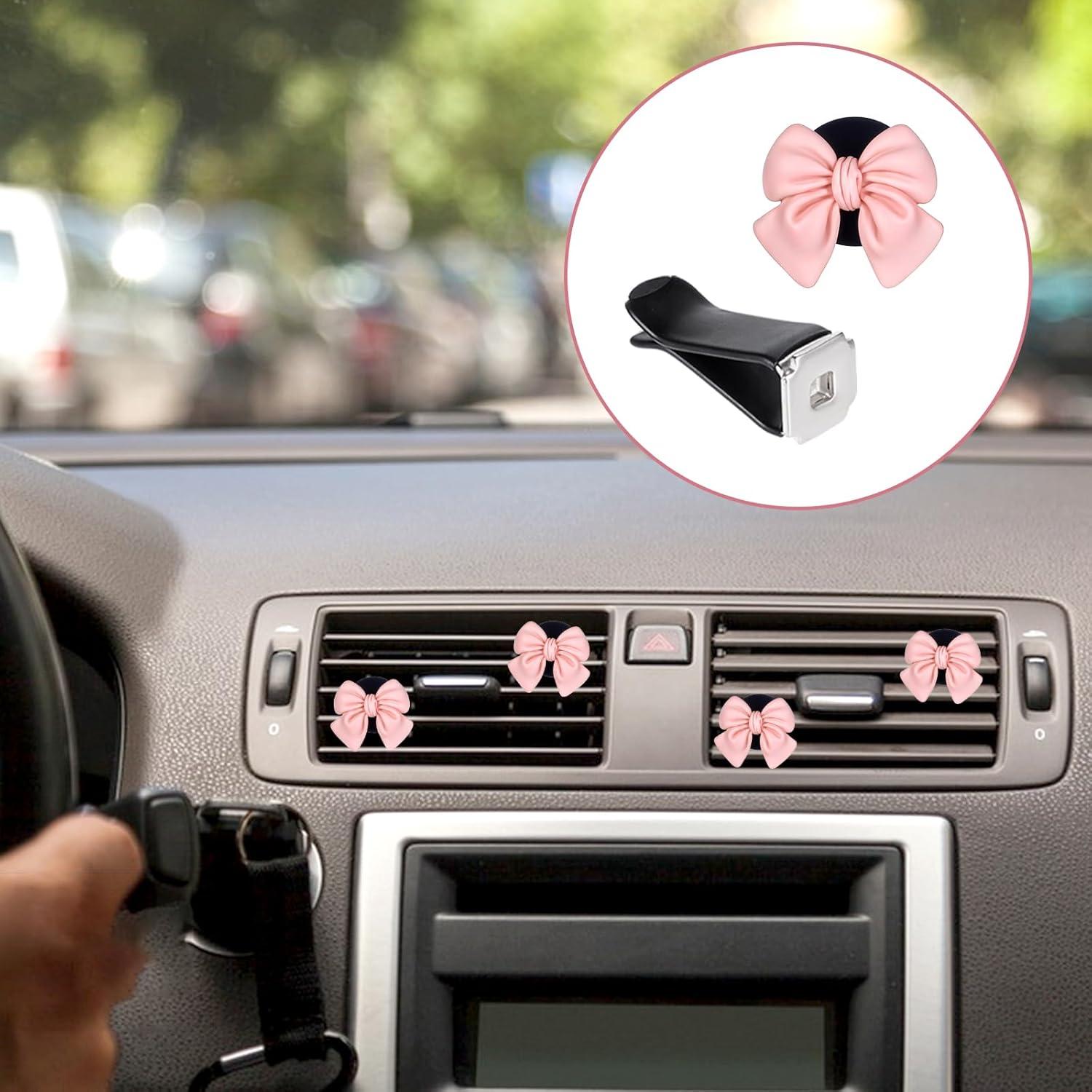 6 Clips de Ventilación para Autos BOHUIZ con Lazo Rosa
