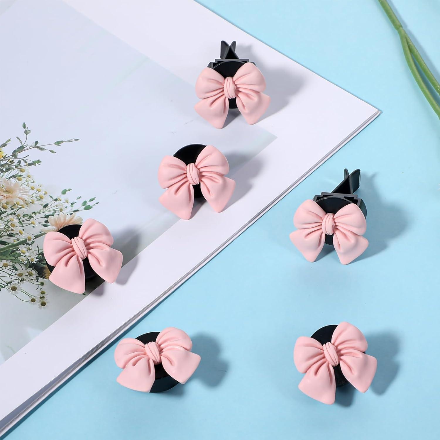 6 Clips de Ventilación para Autos BOHUIZ con Lazo Rosa