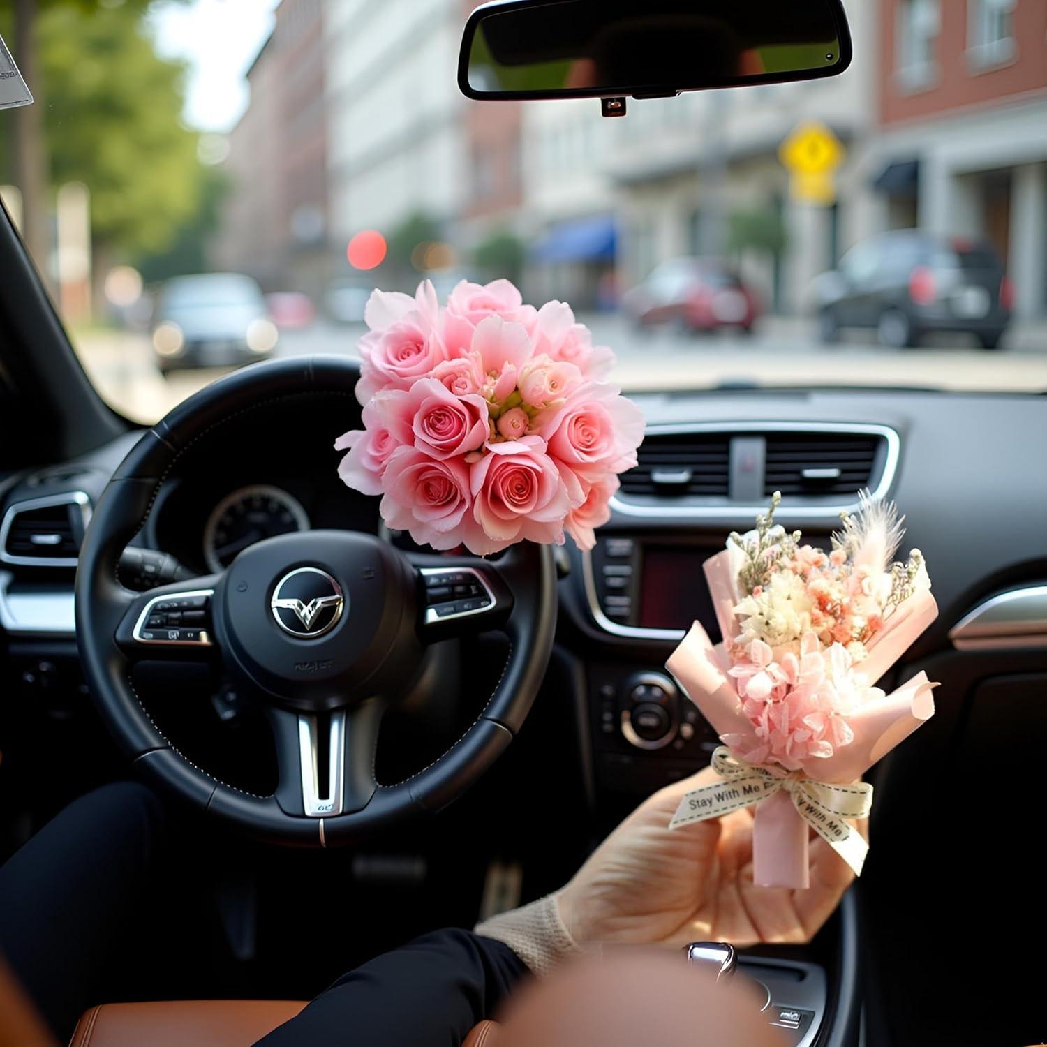 Ramo de Flores Secas Mini Rosa JJLFresheners para Coche