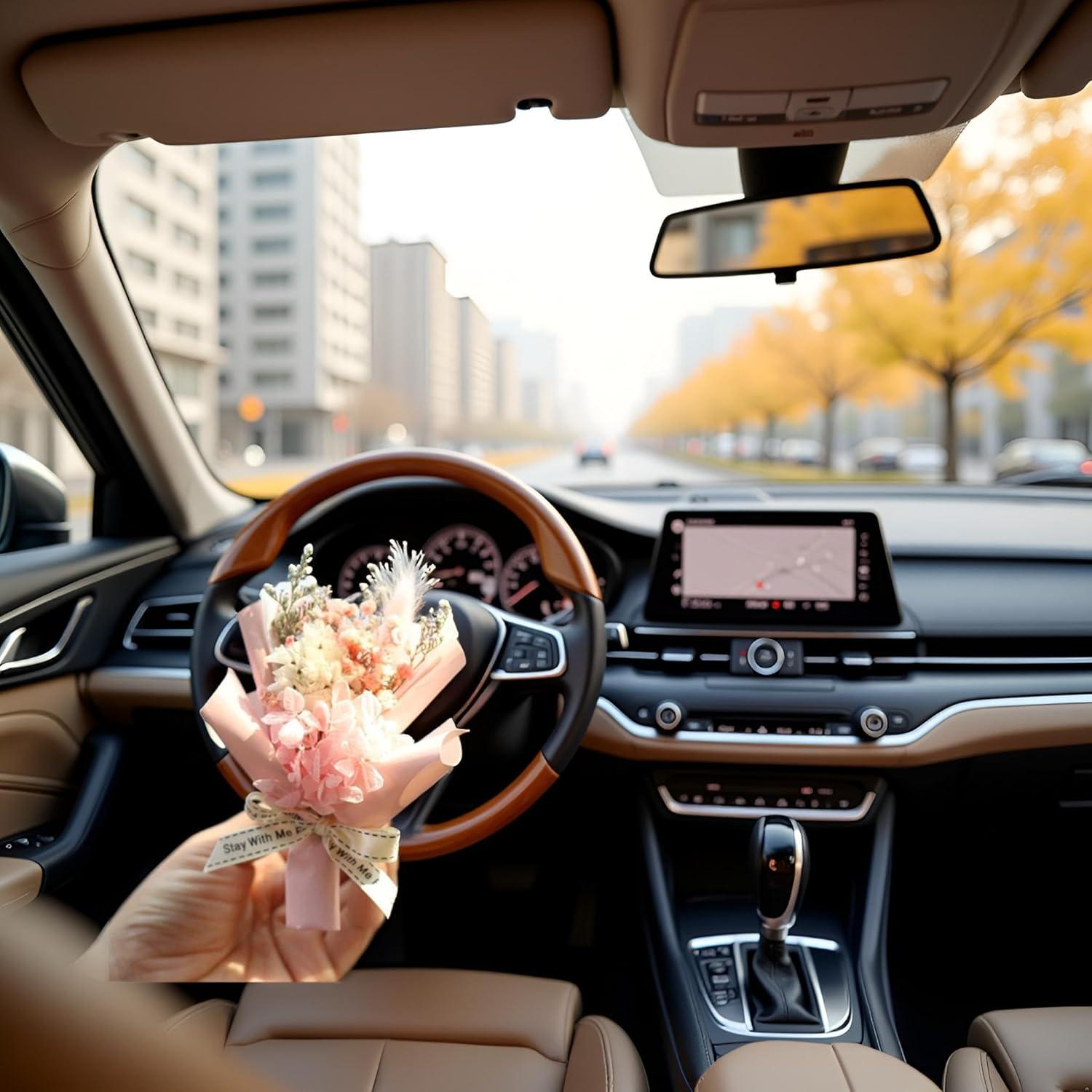 Ramo de Flores Secas Mini Rosa JJLFresheners para Coche