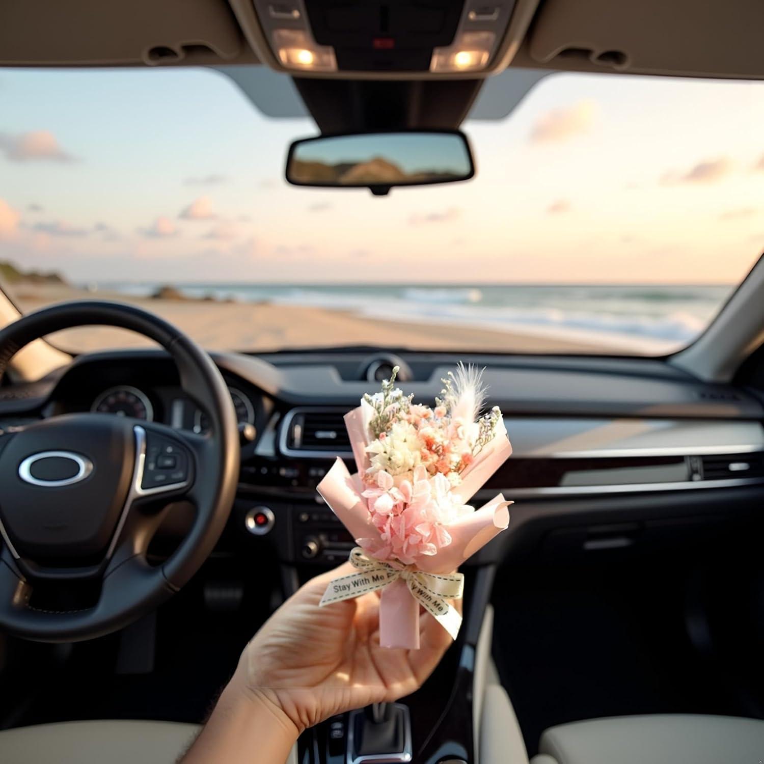 Ramo de Flores Secas Mini Rosa JJLFresheners para Coche