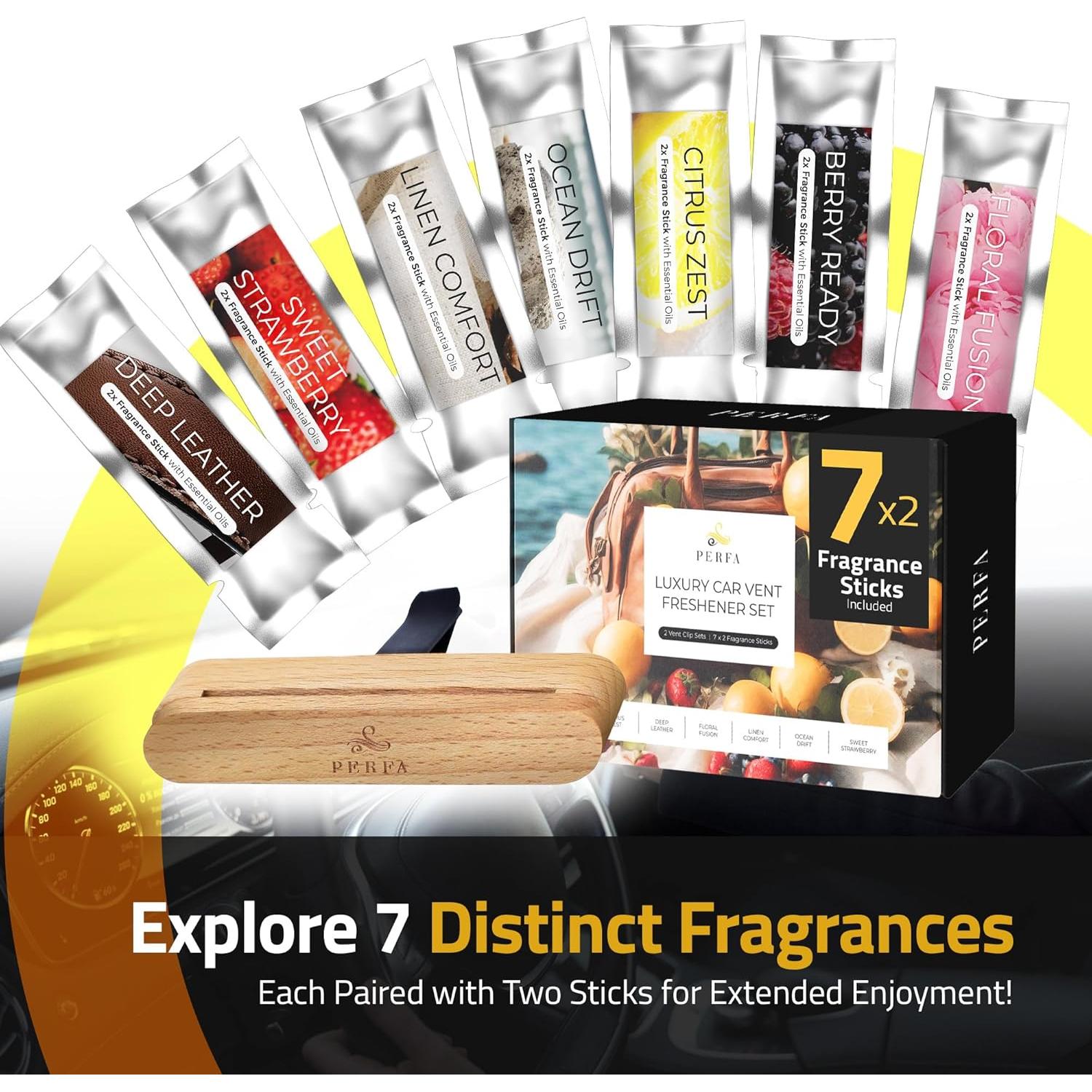 Ambientador de Auto Perfa de Madera Premium con 7 Aromas