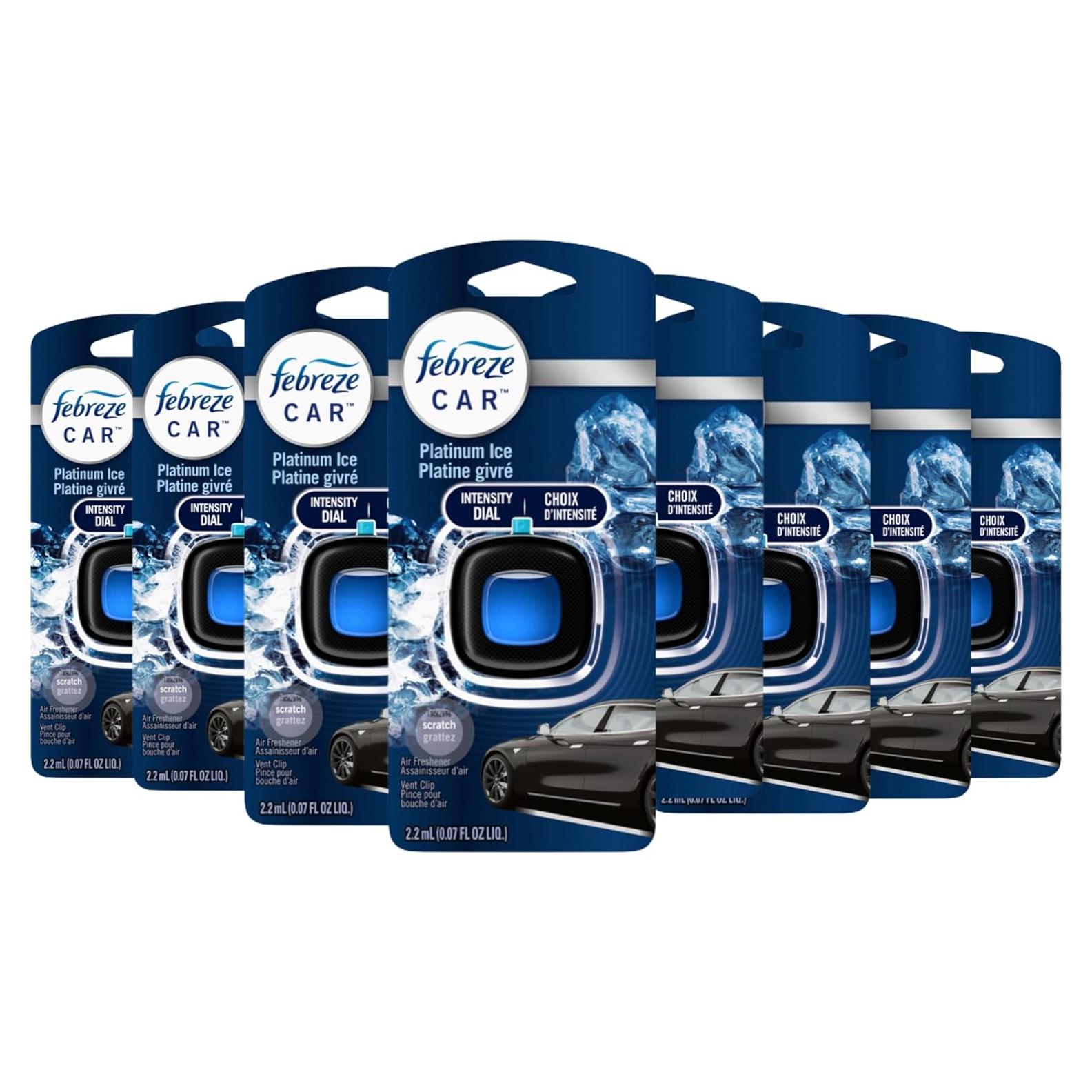 Febreze Clip de Aire Fresco para Auto Hielo Platino - 8 Unidades