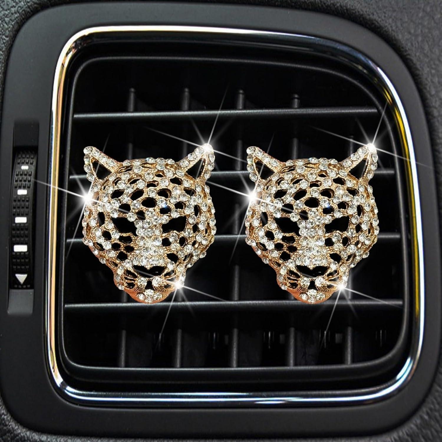 Ambientadores de Aire Leopardo Dorado WLngtv - 2 Pcs con Rhinestones