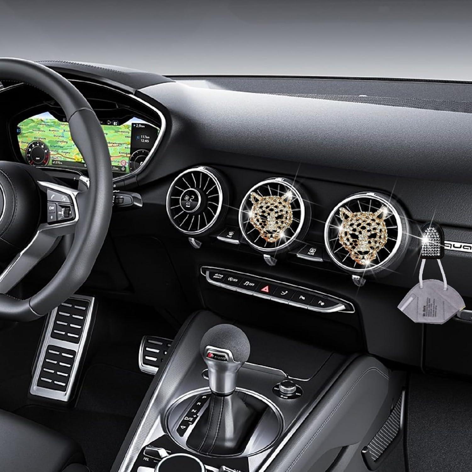 Ambientadores de Aire Leopardo Dorado WLngtv - 2 Pcs con Rhinestones