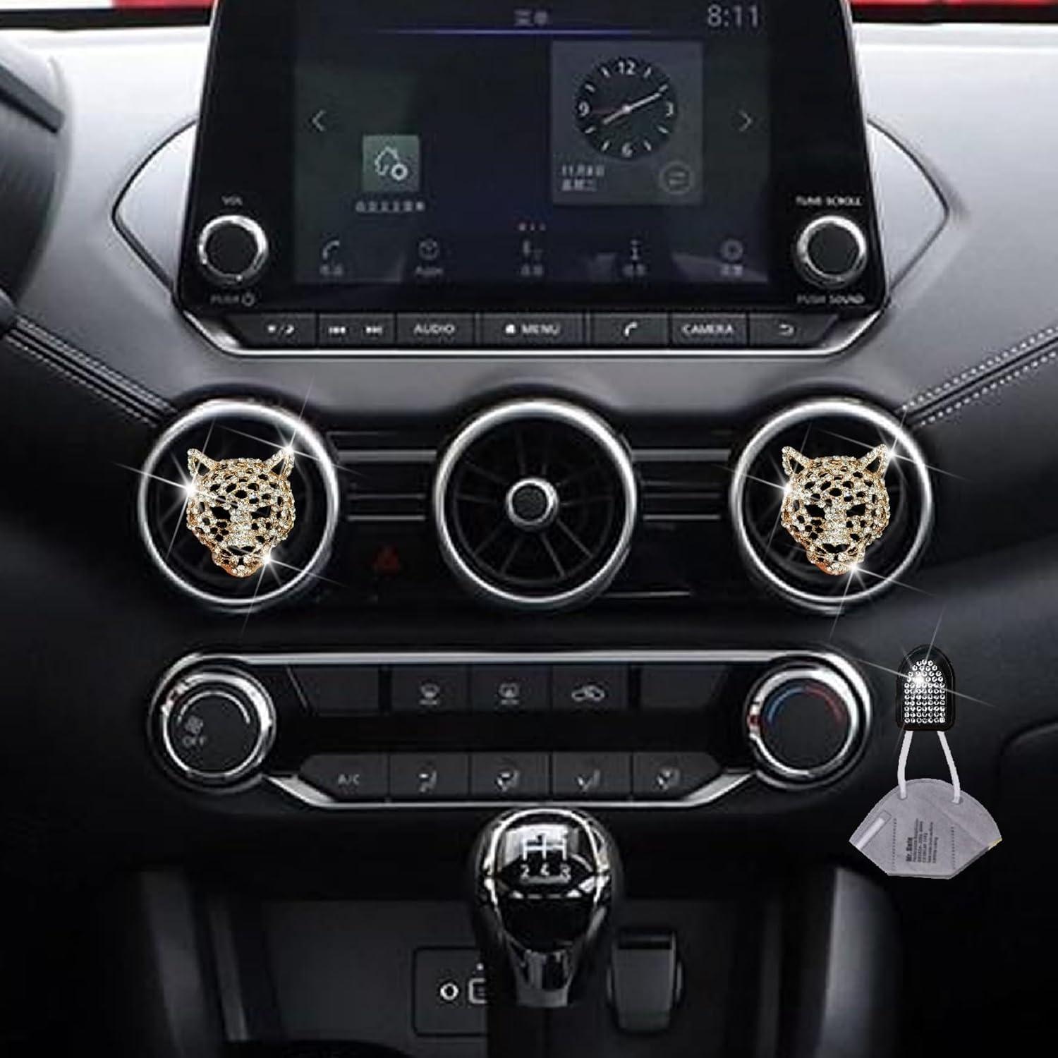 Ambientadores de Aire Leopardo Dorado WLngtv - 2 Pcs con Rhinestones