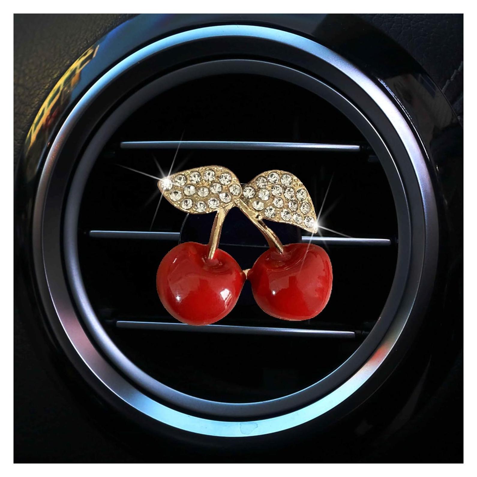 Clip Ambientador de Coche Tustao Cereza con Rhinestones