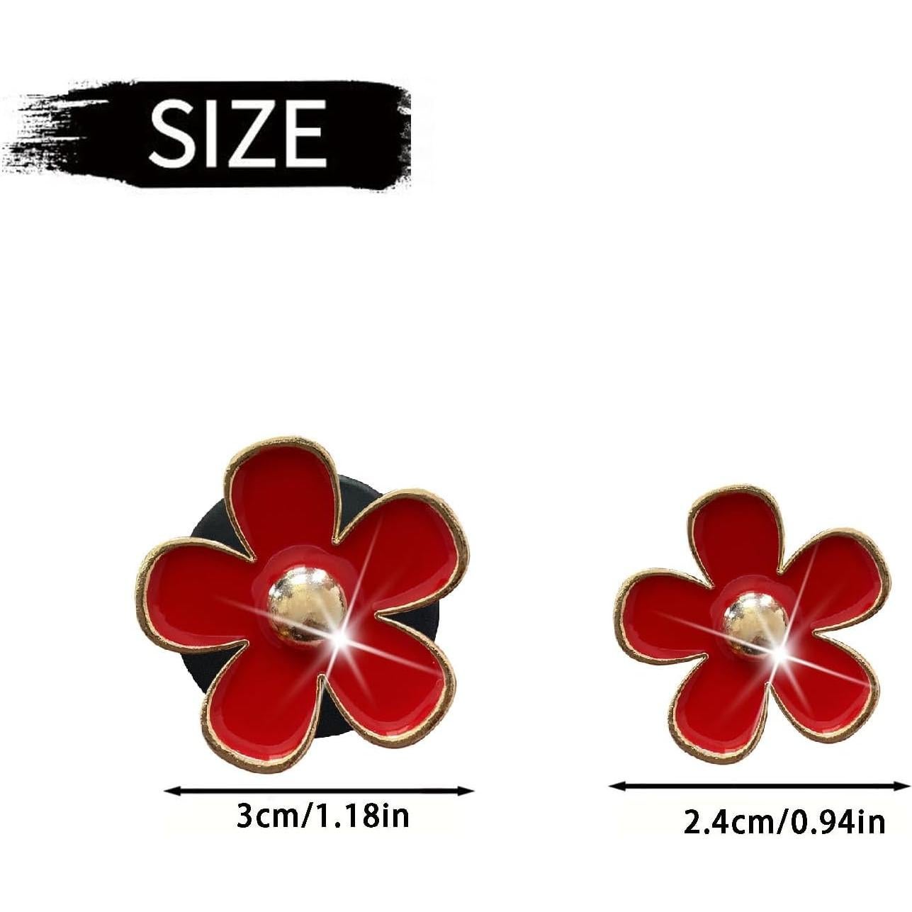 Juego de 6 Clips de Ventilación de Aire Margarita Roja - Decoración Automóvil