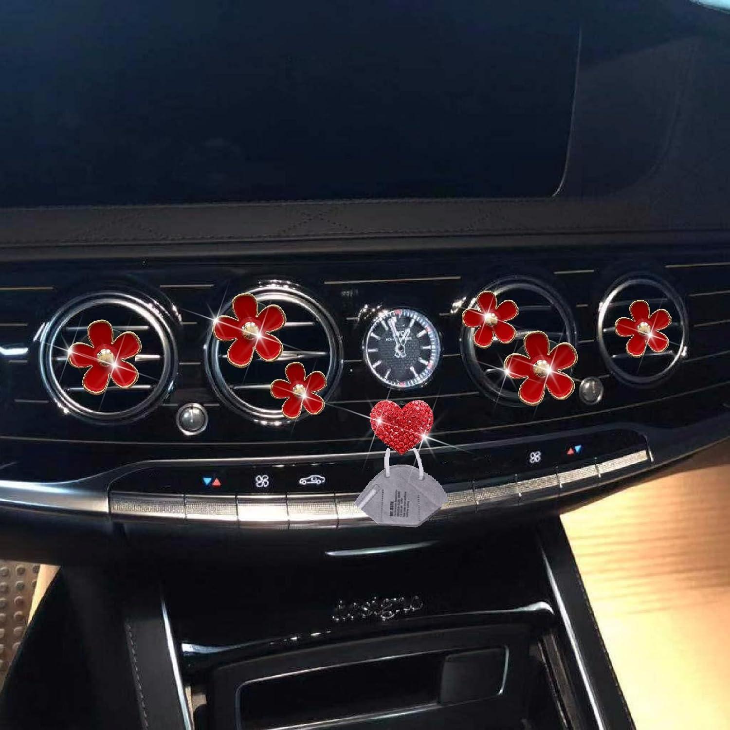 Juego de 6 Clips de Ventilación de Aire Margarita Roja - Decoración Automóvil