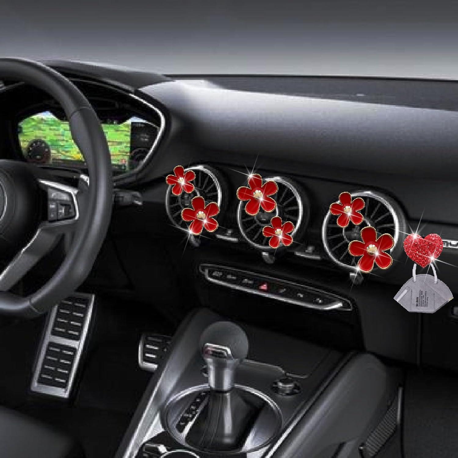 Juego de 6 Clips de Ventilación de Aire Margarita Roja - Decoración Automóvil