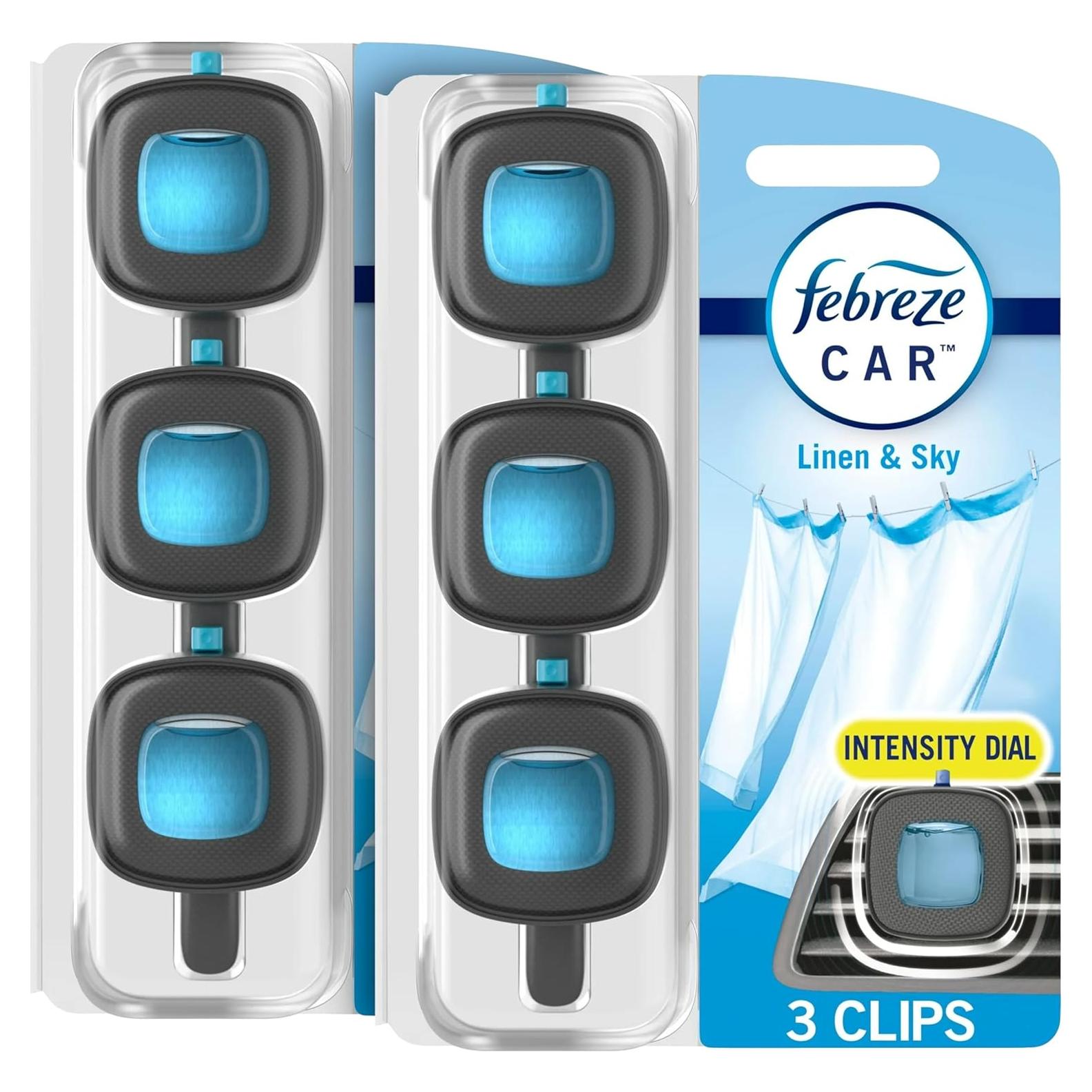 Febreze Ambientador para Auto Clip Ventilación Lino y Cielo 6 Pzas