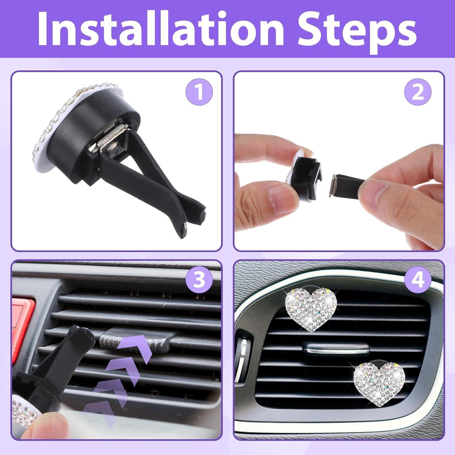 4 Clips de Ventilación para Auto LLOUSSAK Corazón Blanco