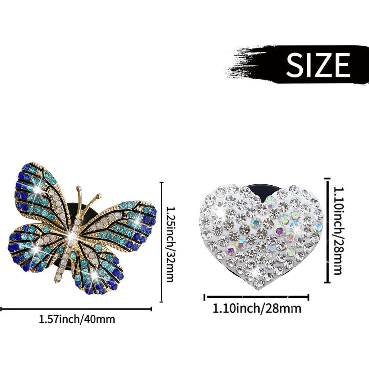 Clip Ambientador Mariposa Corazón Brillante 4 Pcs Azul
