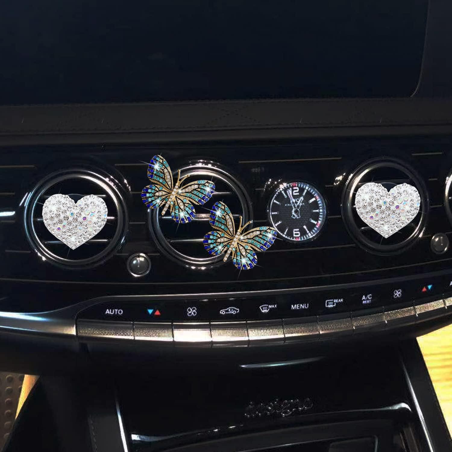 Clip Ambientador Mariposa Corazón Brillante 4 Pcs Azul