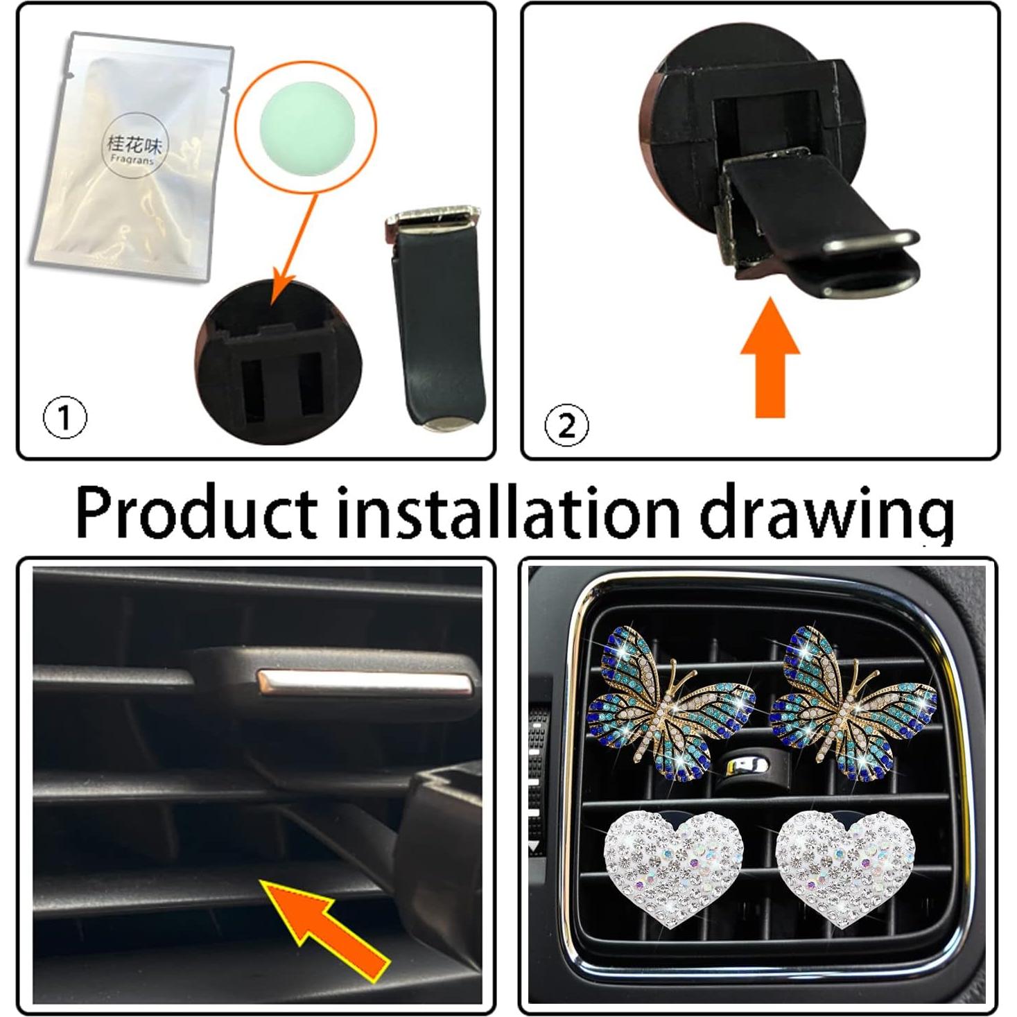 Clip Ambientador Mariposa Corazón Brillante 4 Pcs Azul