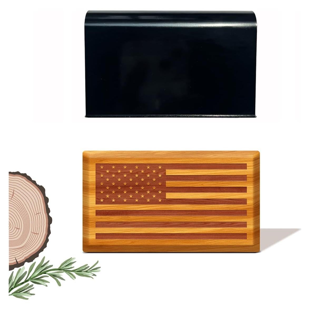 Ambientador de Auto Cacanry - Madera Diseño Bandera EE.UU. - Fragancia Teak