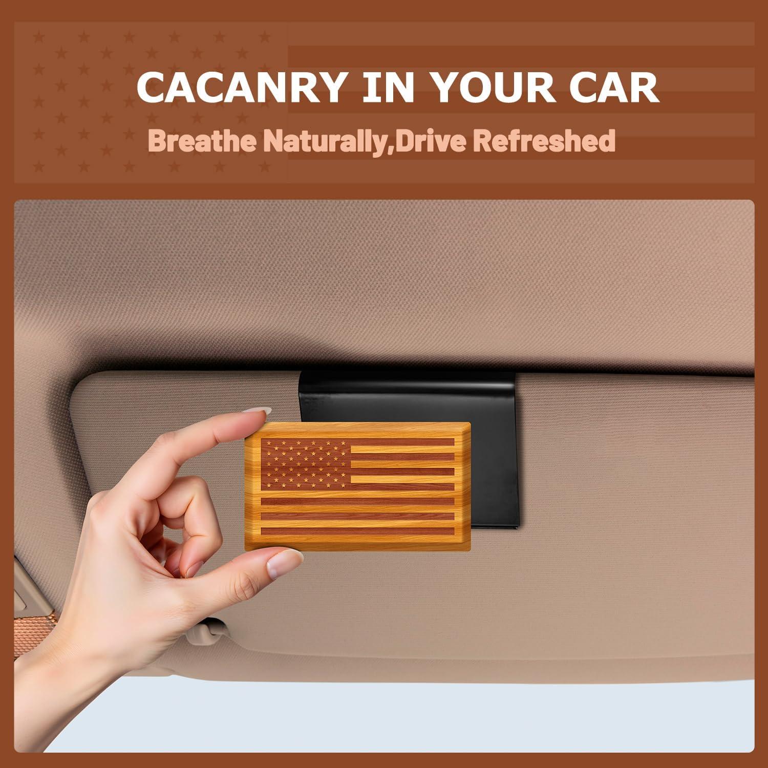 Ambientador de Auto Cacanry - Madera Diseño Bandera EE.UU. - Fragancia Teak