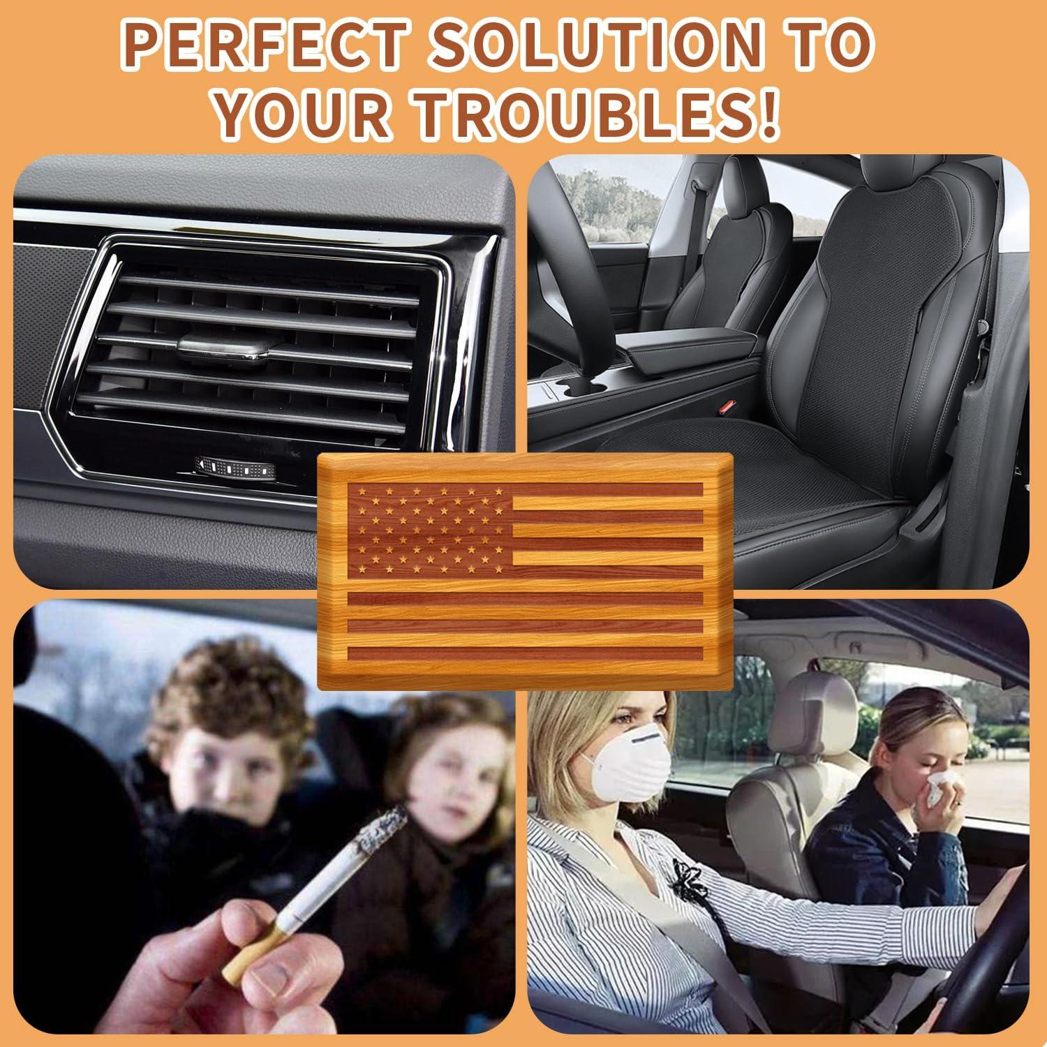 Ambientador de Auto Cacanry - Madera Diseño Bandera EE.UU. - Fragancia Teak