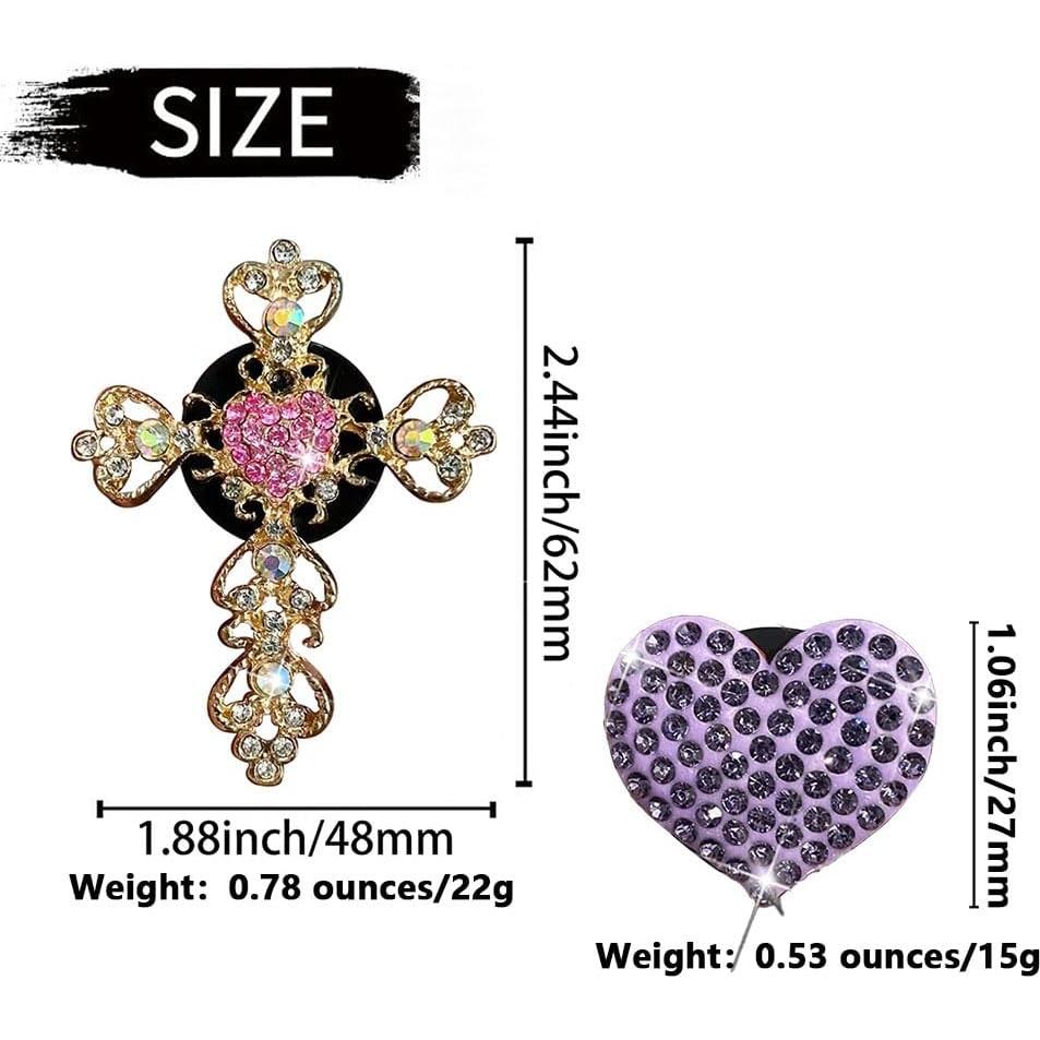 Clip de Ventilación de Coche Brillante Banngo - 2 Piezas Cruz y Corazón Púrpura