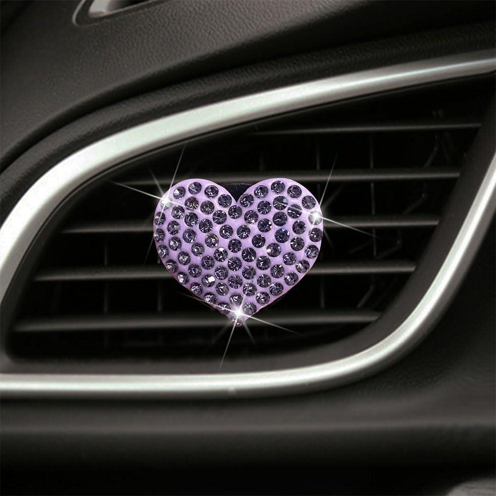 Clip de Ventilación de Coche Brillante Banngo - 2 Piezas Cruz y Corazón Púrpura