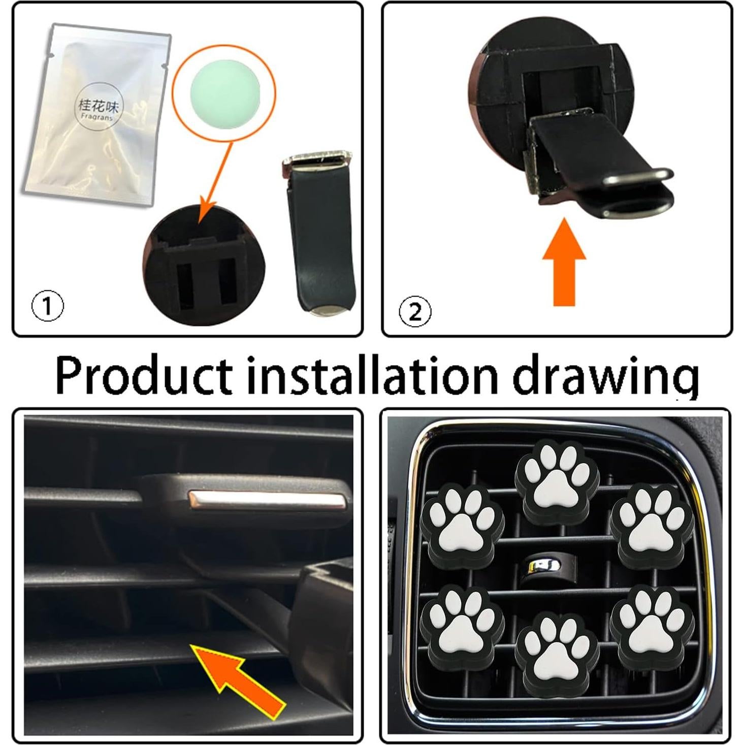 6 Clips Ambientadores de Aire para Auto Gowxs Huella de Perro