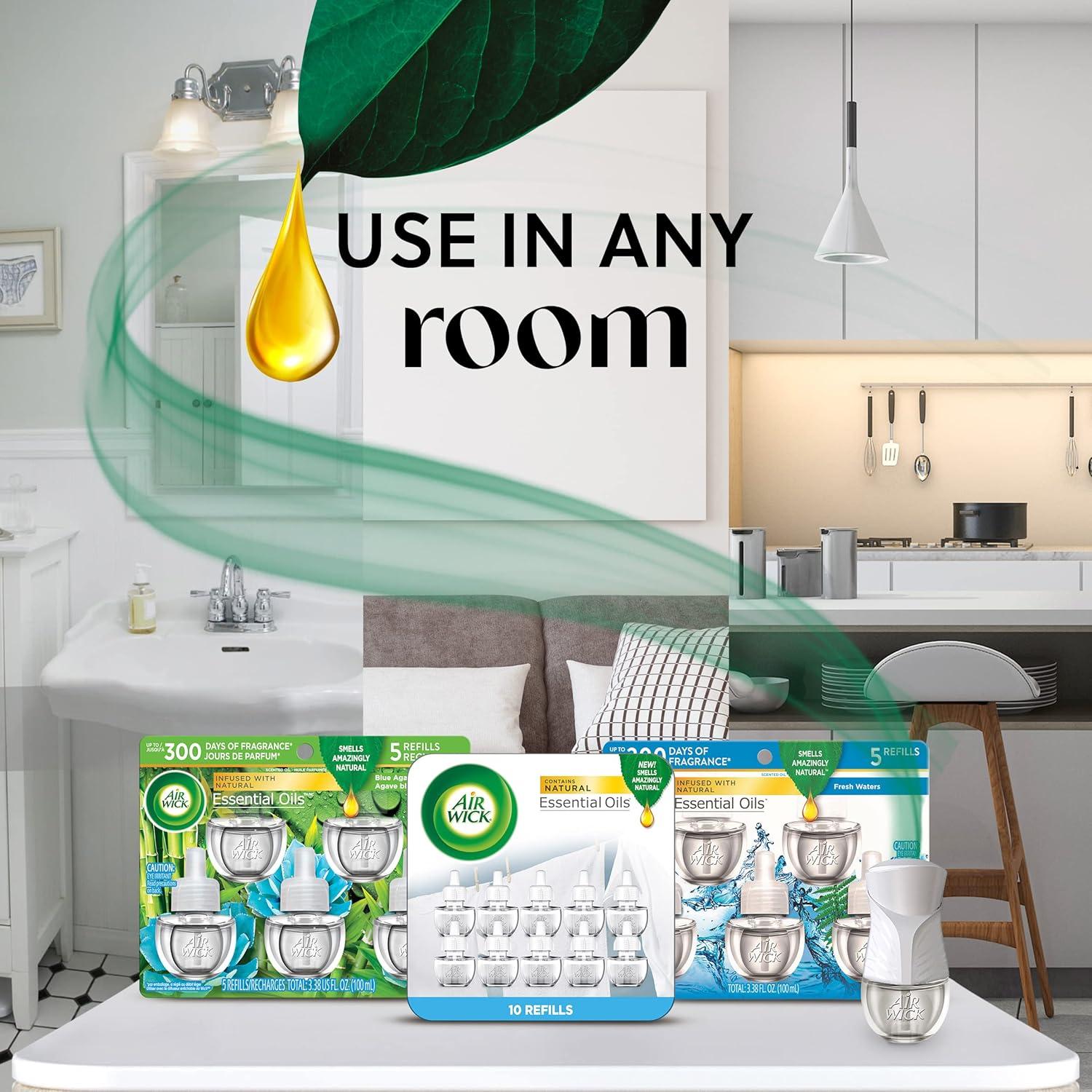 Kit Aceite Aromatizante Air Wick 2 Calentadores + 6 Recargas Ropa Fresca