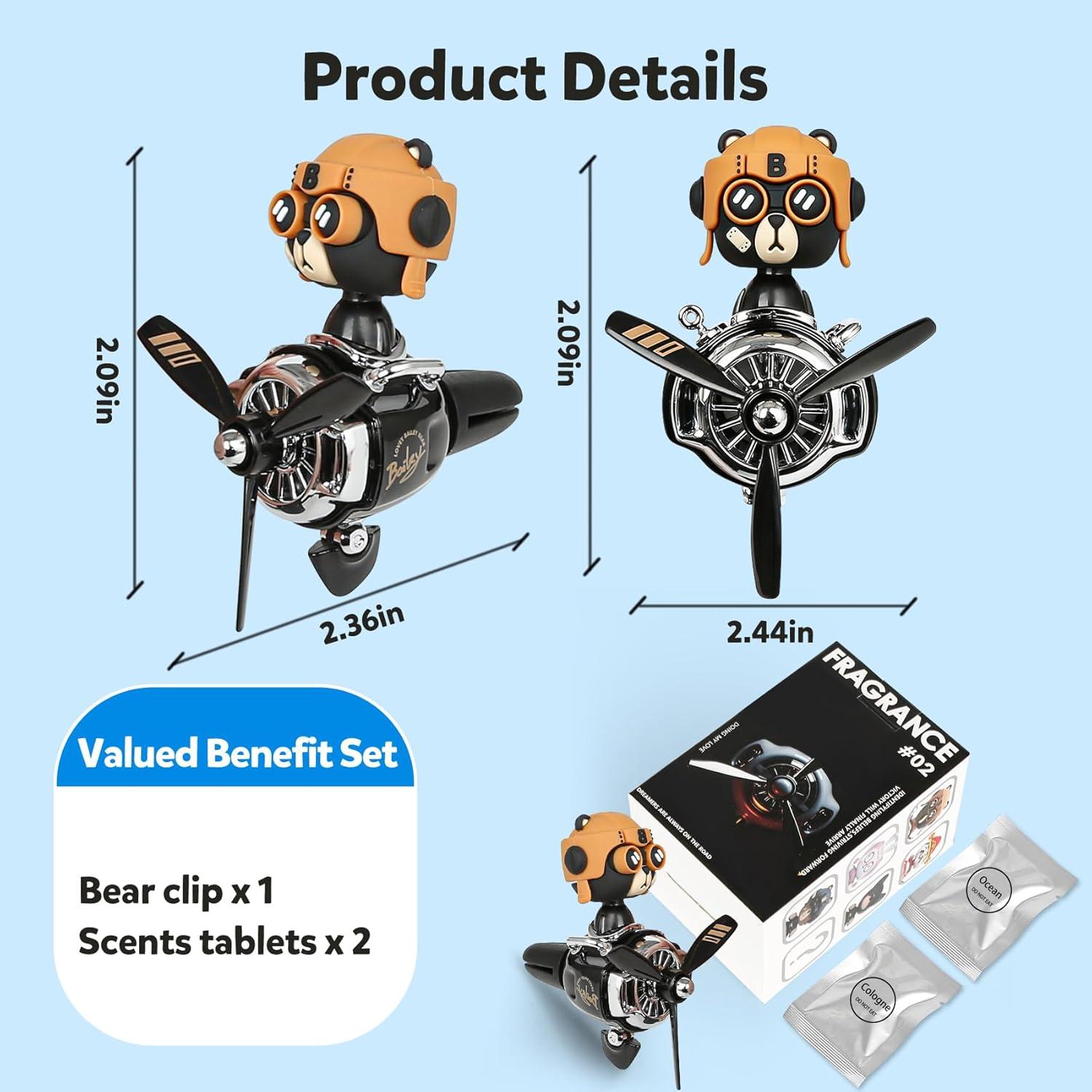 Ambientador de Coche Bear Pilot ROOCHKD - Oso de Peluche 8.6cm