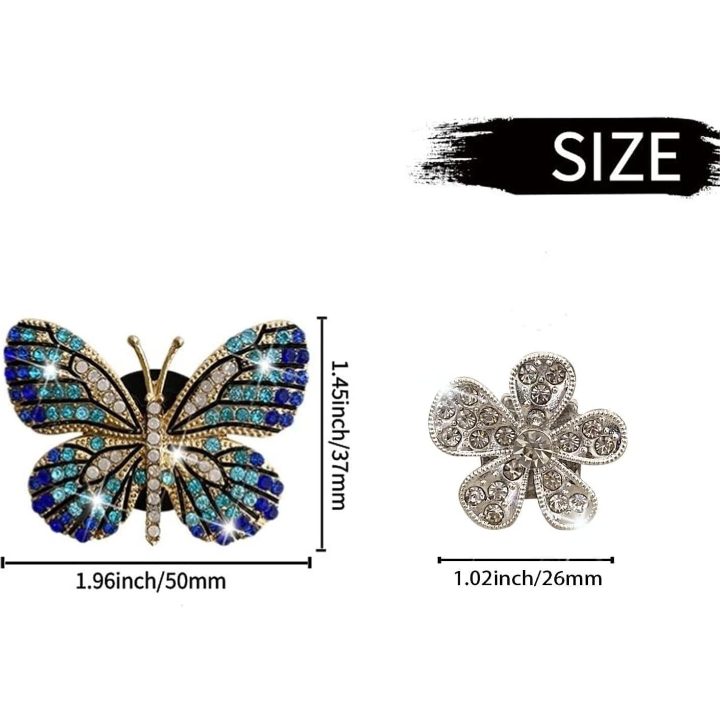 Clips de Ventilación Bling Butterfly Jinshining 4Pcs Cristal Azul