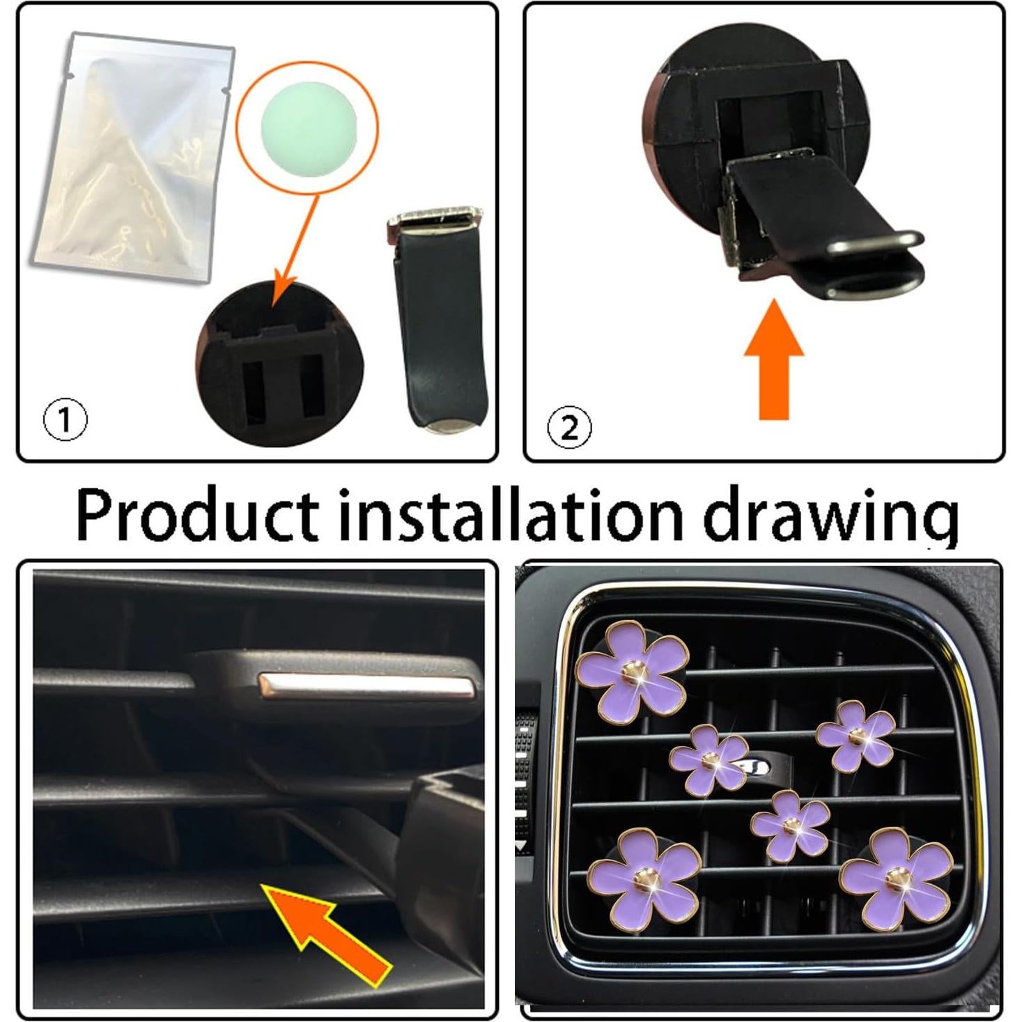 Clips de Ventilación de Aire EGBANG - 6 Pcs Flor Morada