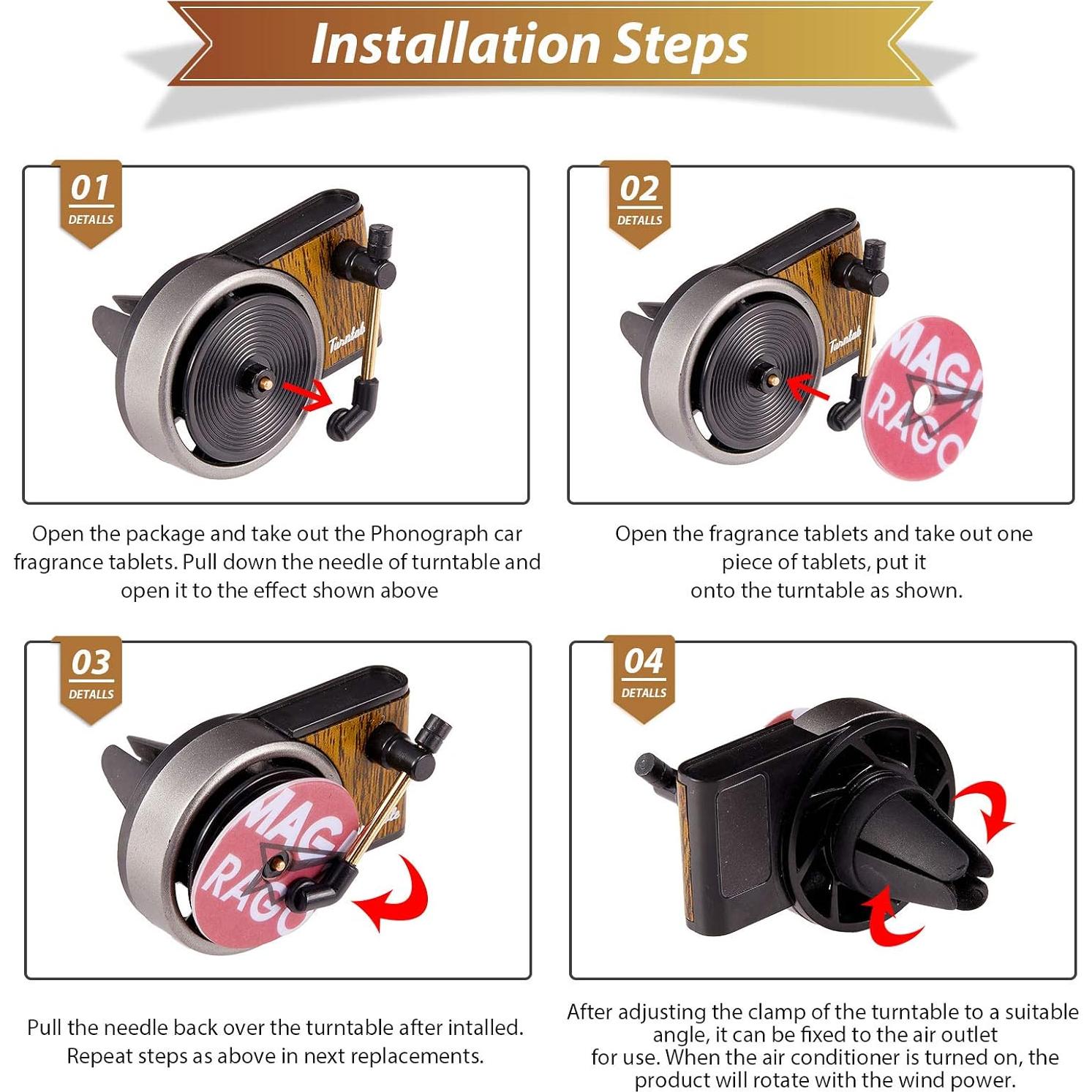 Ambientador de Aire para Coche Frienda Tocadiscos Retro 3 Piezas