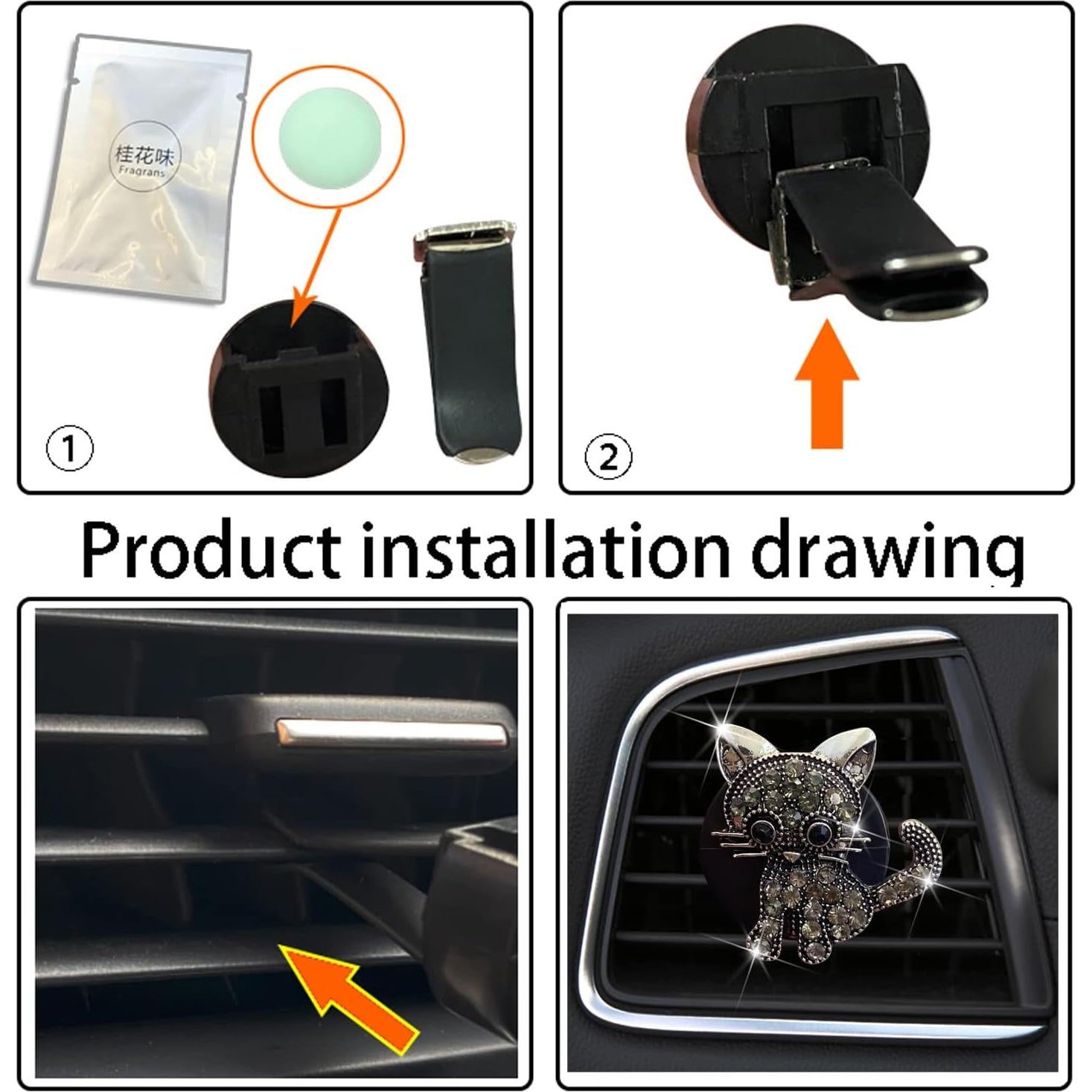 Clip de Ventilación de Auto Sozbkelns Gatito Brillante
