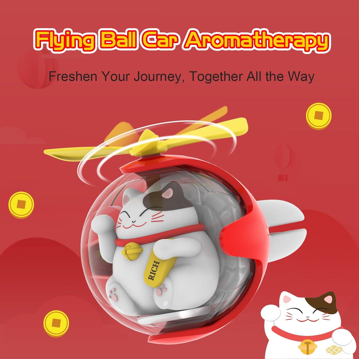 Ambientador de Auto Lucky Cat con LED y 4 Almohadillas Aromáticas