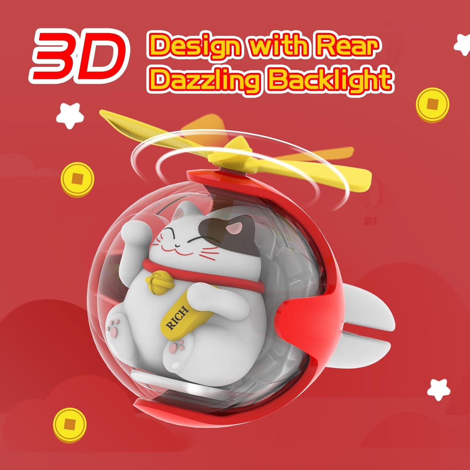 Ambientador de Auto Lucky Cat con LED y 4 Almohadillas Aromáticas