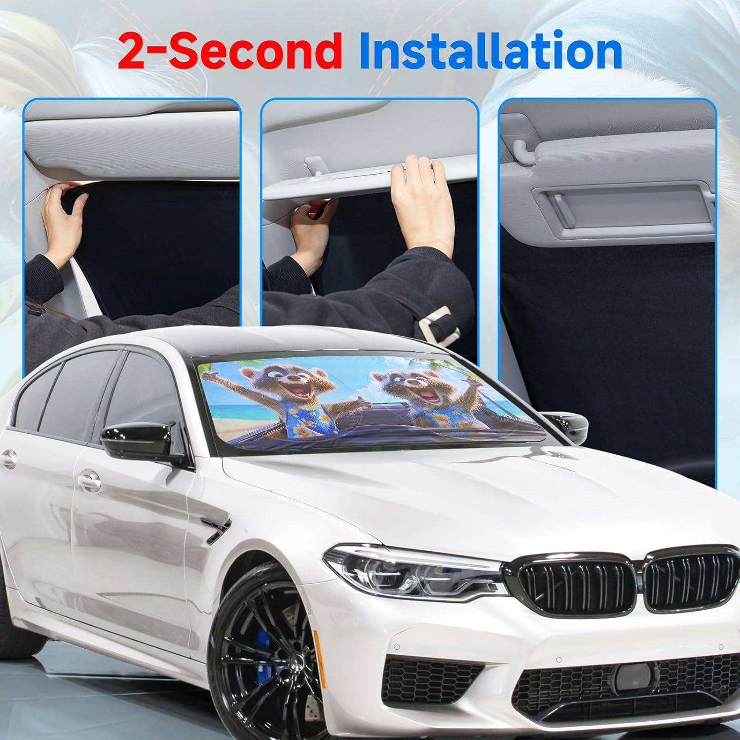 Parasol para Parabrisas de Coche ARANA Mapaches Felices 165x81cm