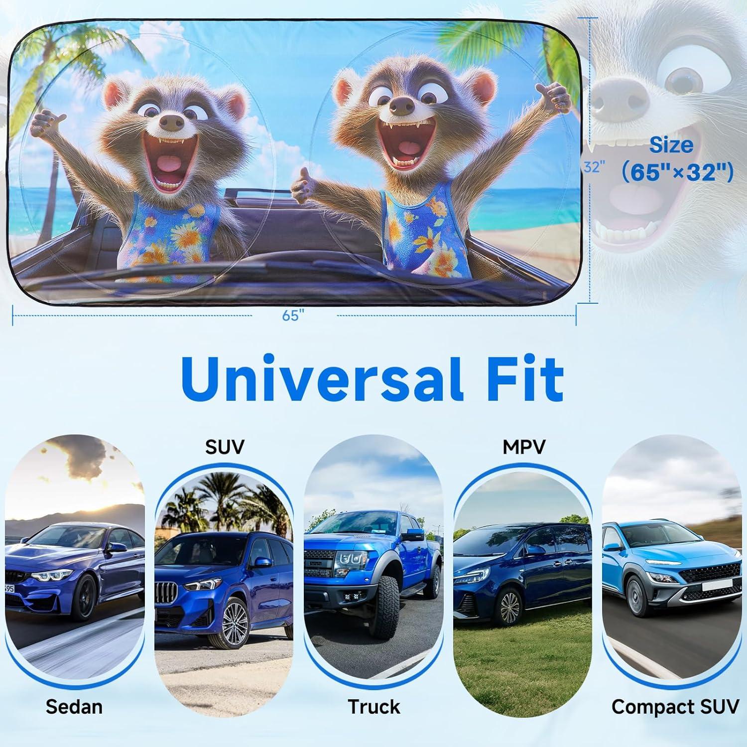 Parasol para Parabrisas de Coche ARANA Mapaches Felices 165x81cm