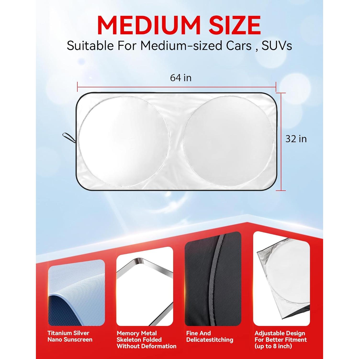 Sombra de Sol Plegable Vepagoo para Parabrisas 165x80 cm Plata