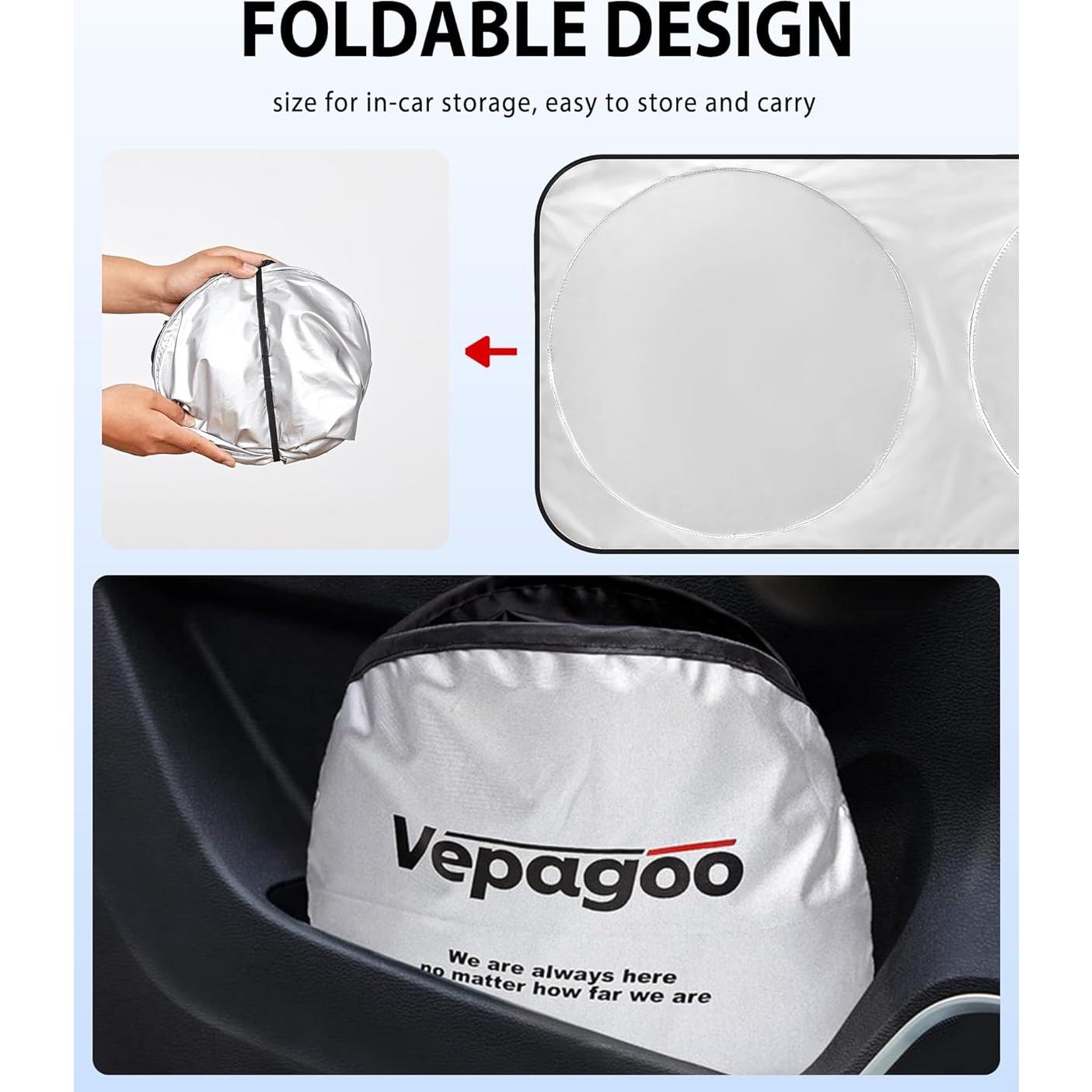Sombra de Sol Plegable Vepagoo para Parabrisas 165x80 cm Plata