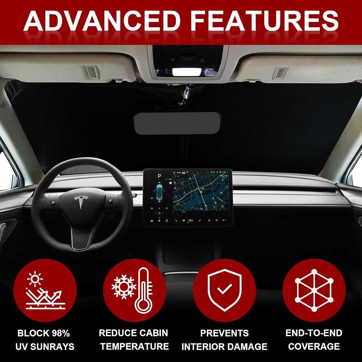 Protector Solar Parabrisas Tesla Modelo 3/Y 2016-2025 - Plegable UV